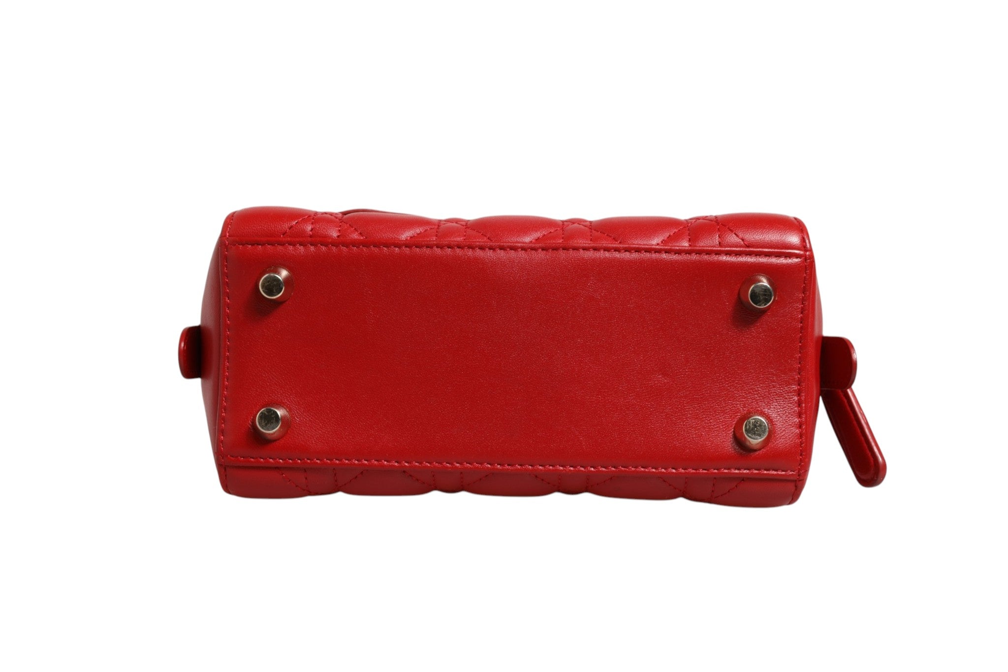 Pre-Owned Christian Dior Small Dior Toujours Bag Black Macrocannage Calfskin Red Women's B+ (Good — light signs of wear)