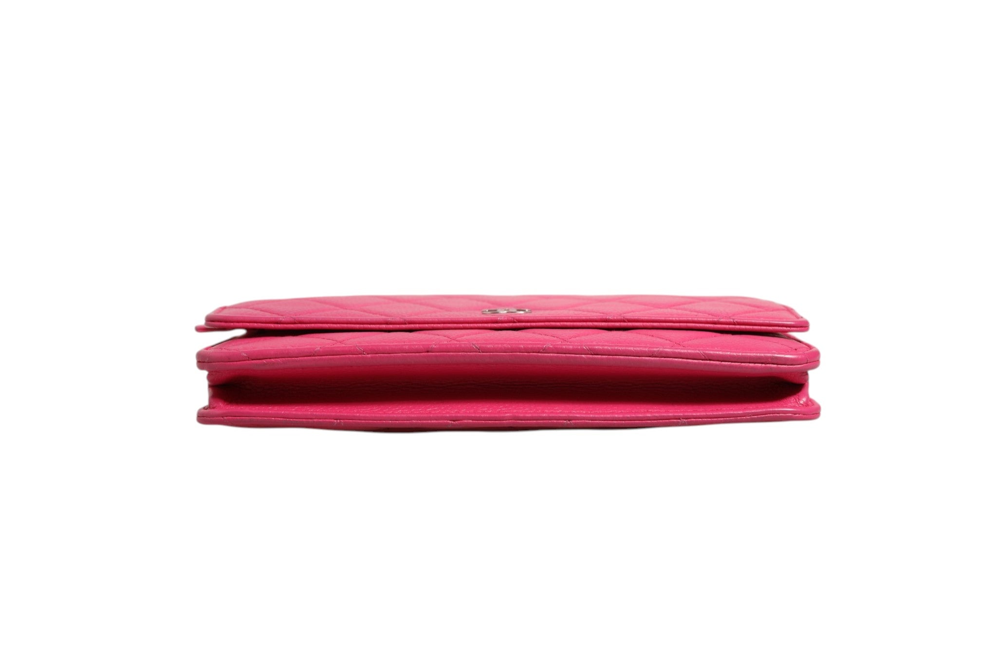 Pre-Owned Chanel Pink Quilted Lambskin Wallet On Chain WOC Silver Pink Women's B+ (Good — light signs of wear)