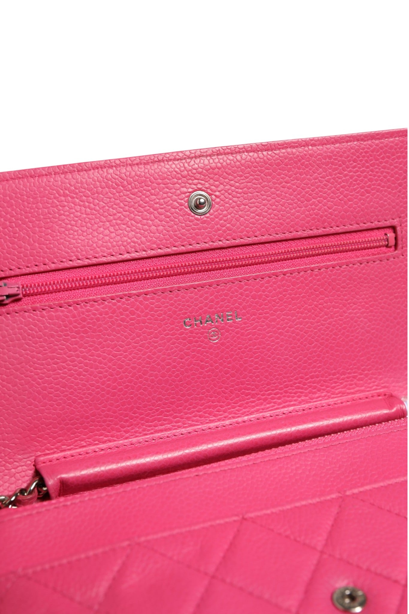 Pre-Owned Chanel Pink Quilted Lambskin Wallet On Chain WOC Silver Pink Women's B+ (Good — light signs of wear)