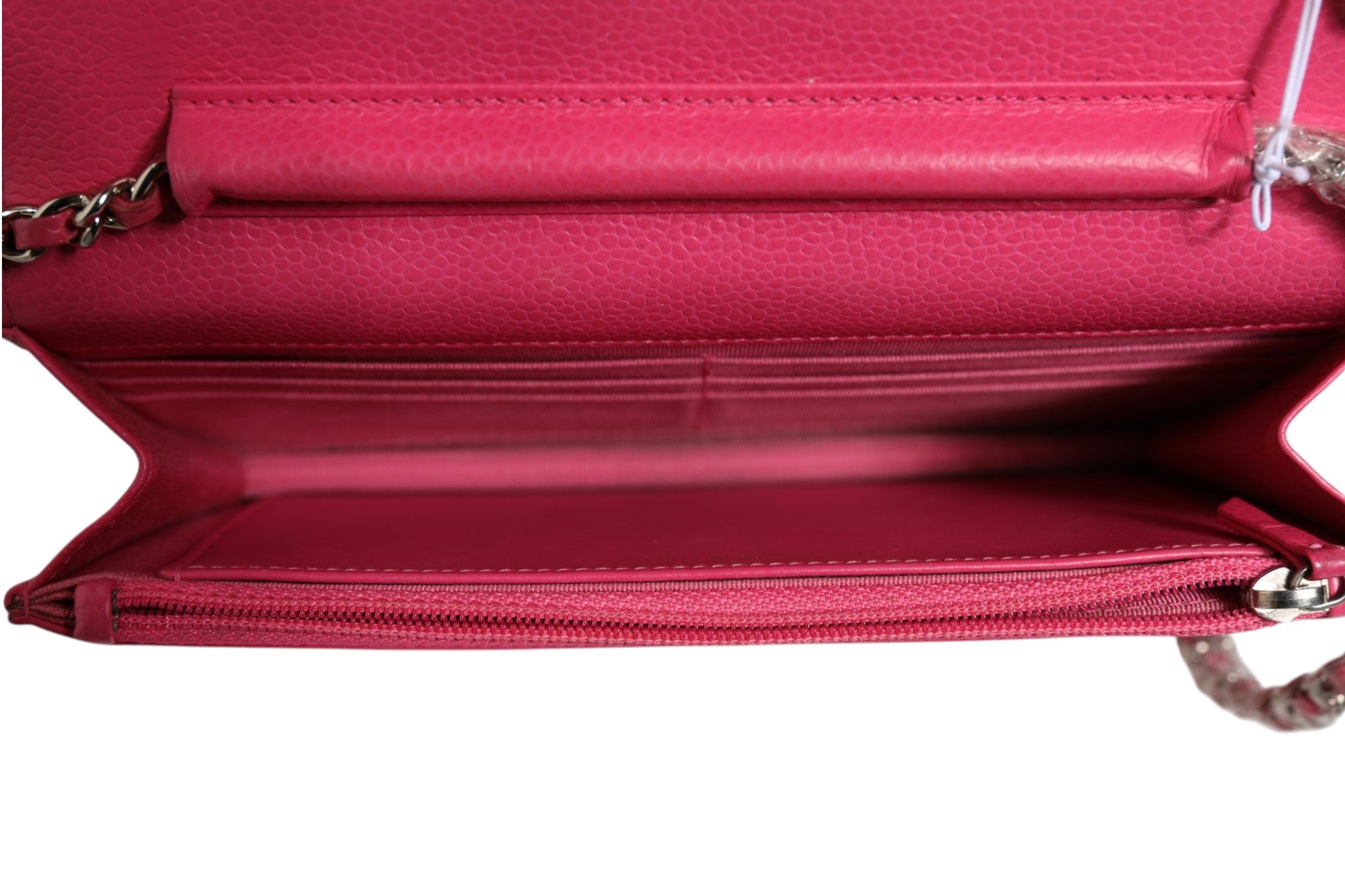 Pre-Owned Chanel Pink Quilted Lambskin Wallet On Chain WOC Silver Pink Women's B+ (Good — light signs of wear)