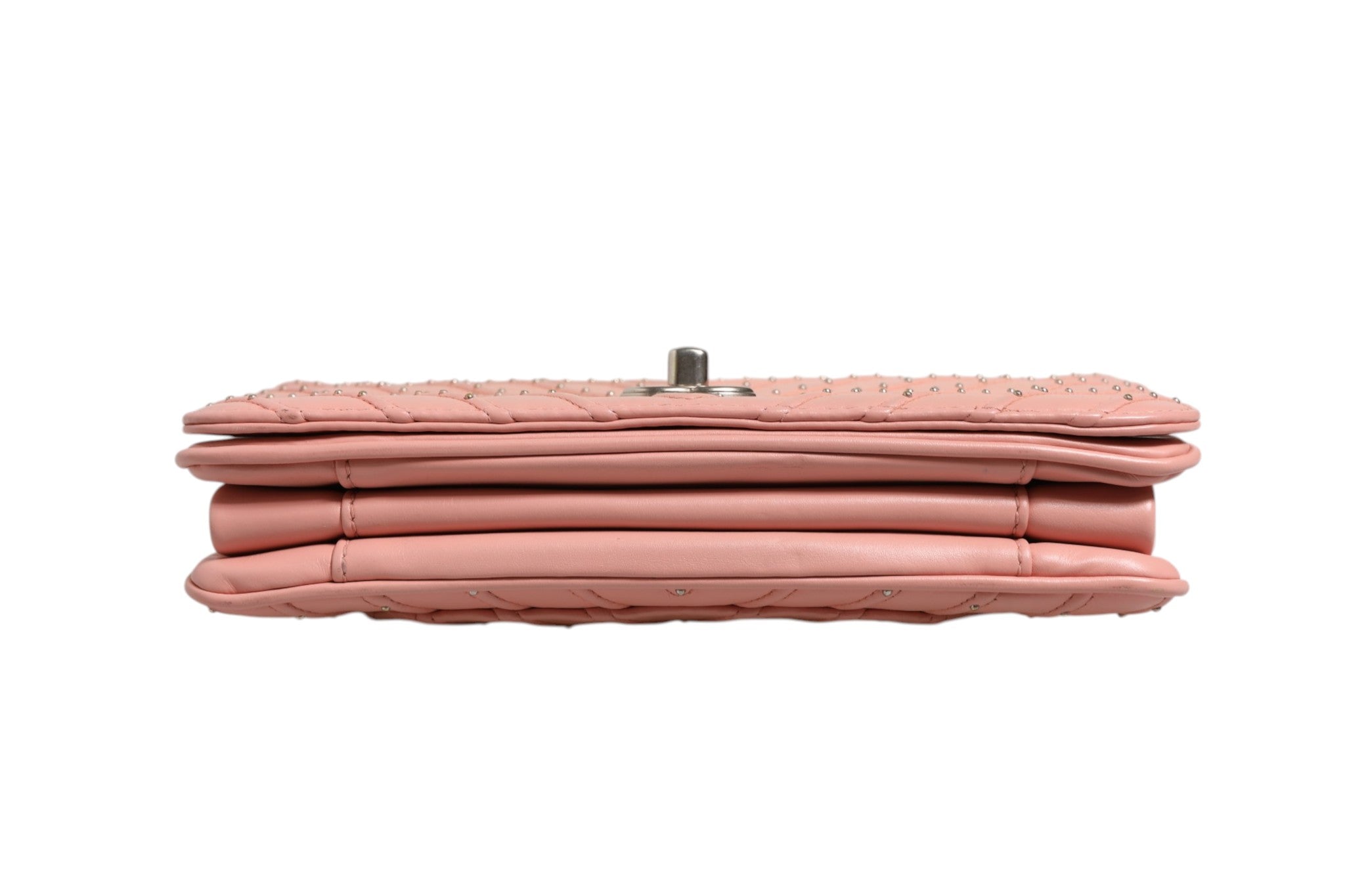 Pre-Owned Chanel Small Classic Double Flap Bag Light Pink Chevron Pink Women's B+ (Good — light signs of wear)