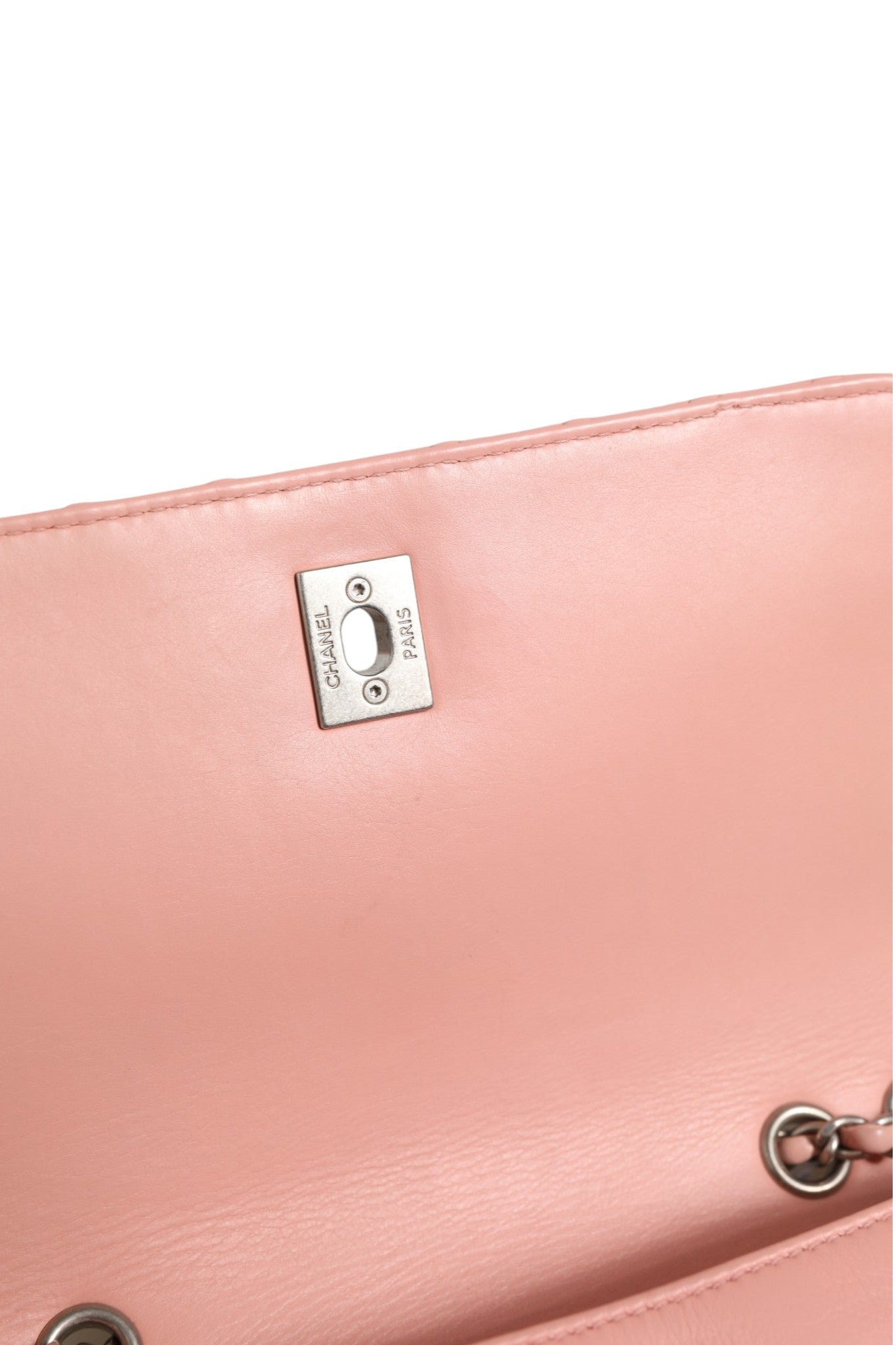 Pre-Owned Chanel Small Classic Double Flap Bag Light Pink Chevron Pink Women's B+ (Good — light signs of wear)
