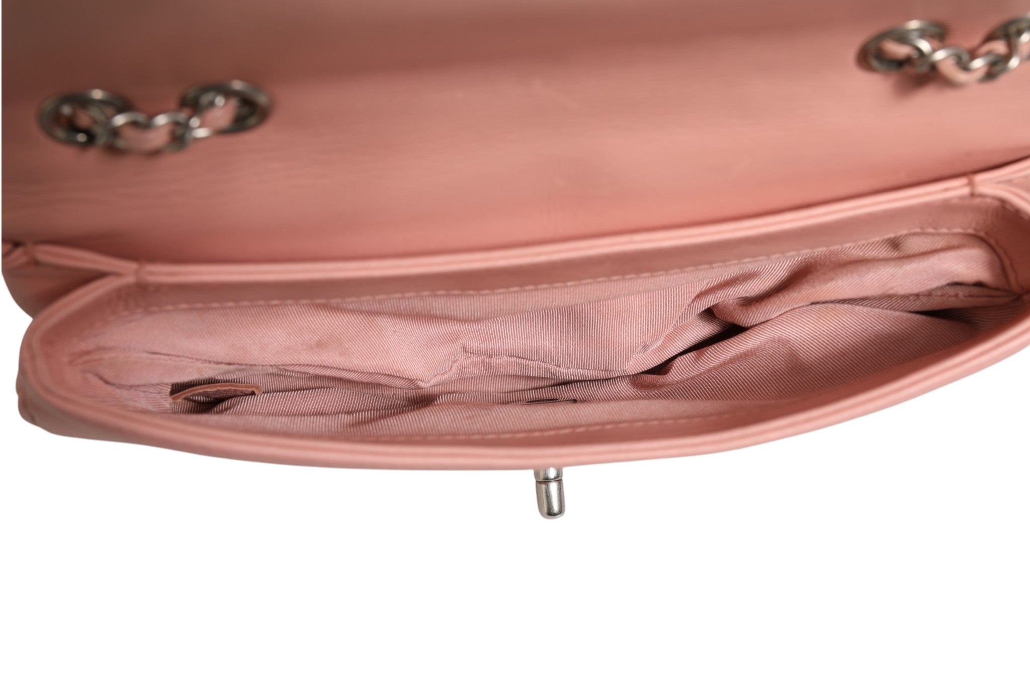 Pre-Owned Chanel Small Classic Double Flap Bag Light Pink Chevron Pink Women's B+ (Good — light signs of wear)