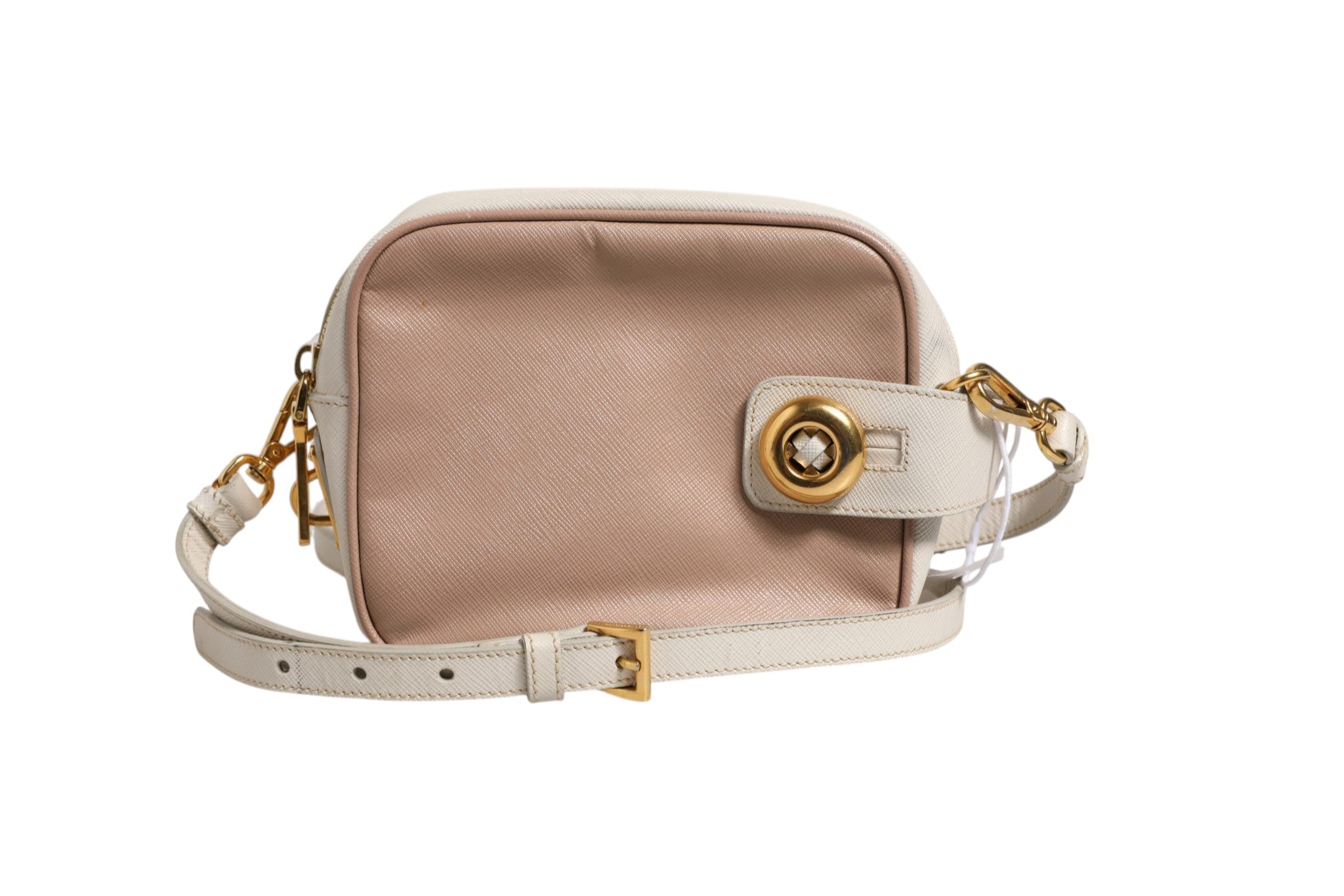 Pre-Owned Prada Clay Gray Small Leather Shoulder Bag Beige, Off White, Pink Women's AB (Very Good — between Lightly Used and Used)