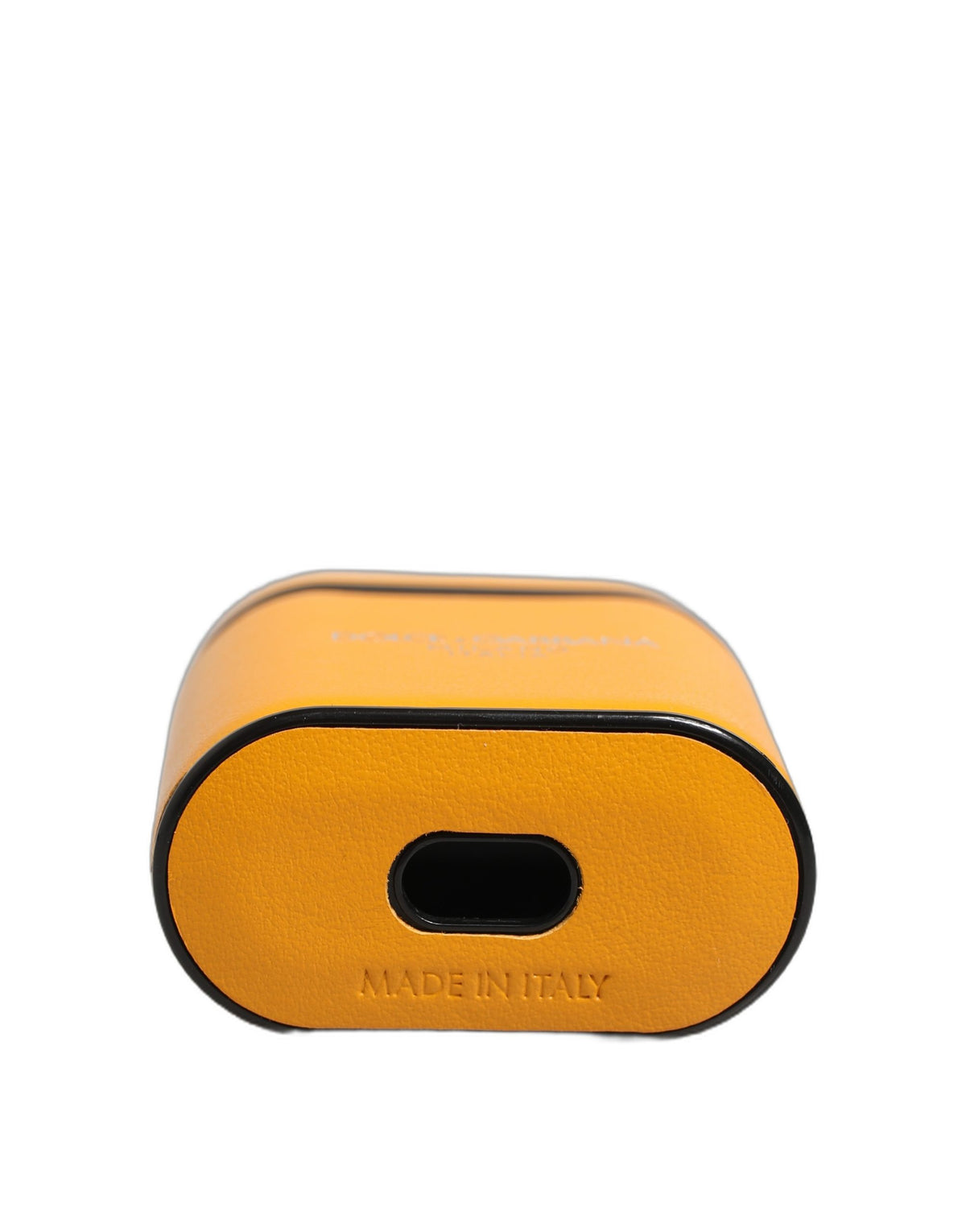 Dolce & Gabbana Case Yellow Leather Logo Flip Holder Strap Airpods