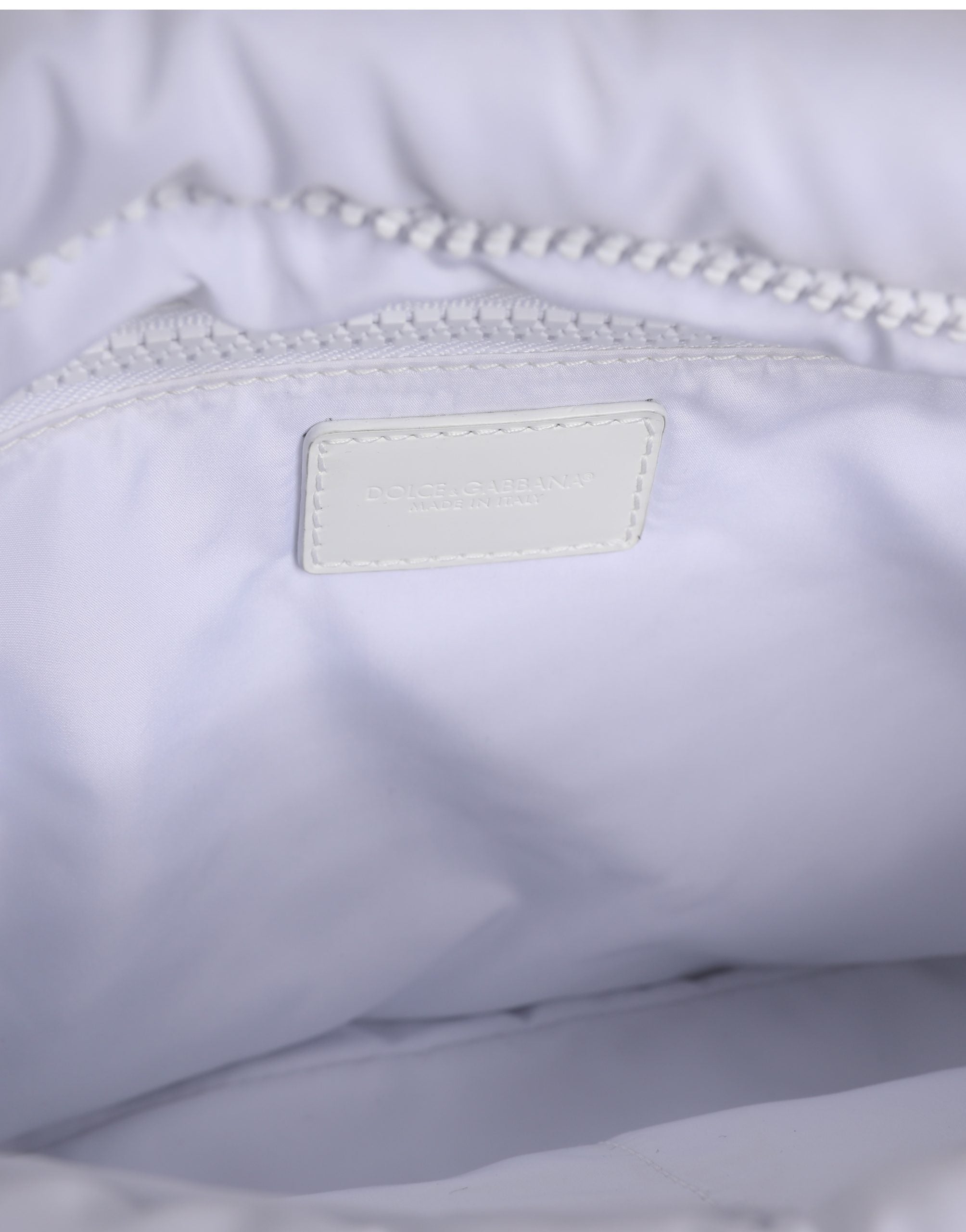 Dolce & Gabbana White Logo Plaque Polyester Quilted Shoulder Borse Bag