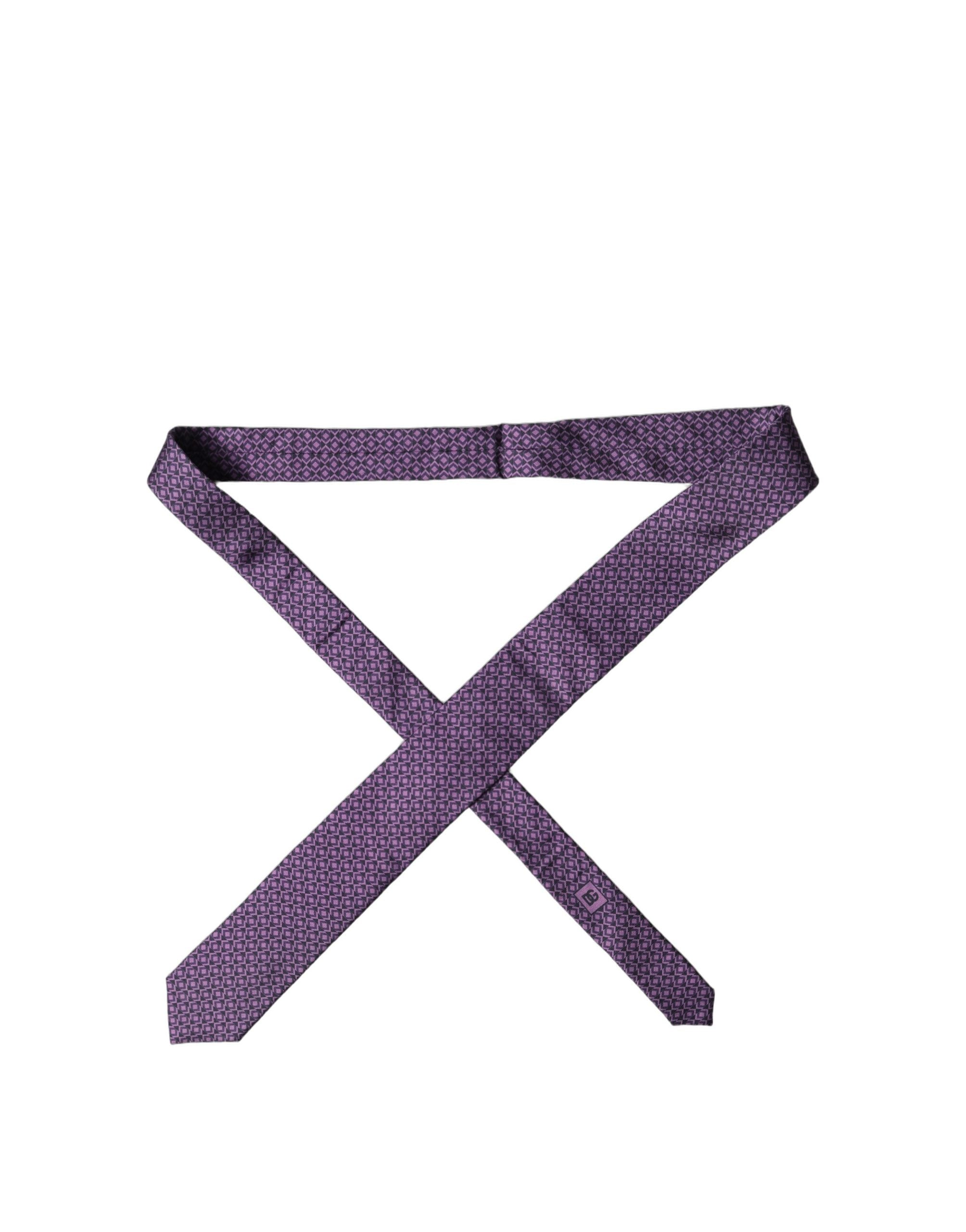 Dolce & Gabbana Purple Patterned 100% Silk Adjustable Men Necktie Tie