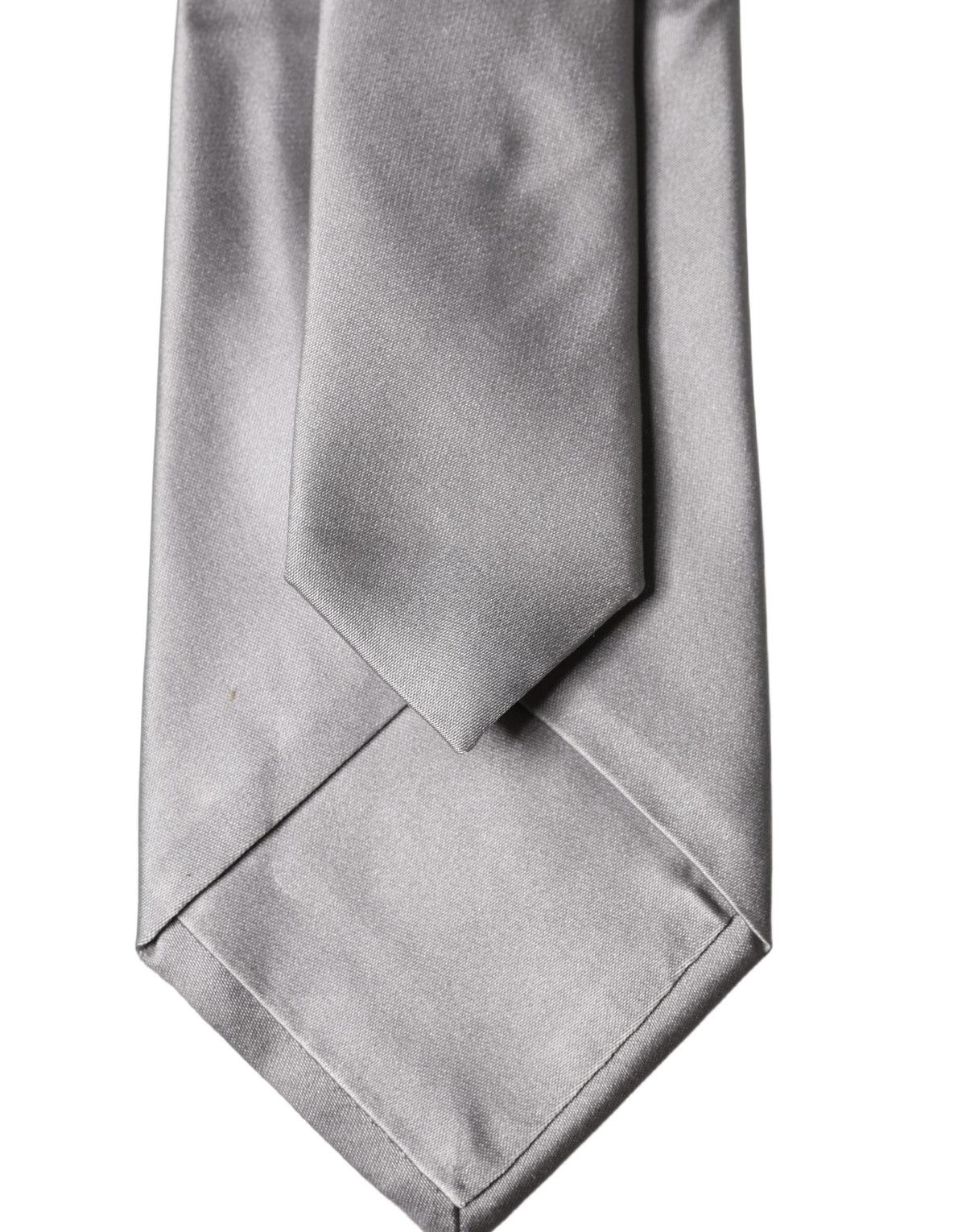New Dolce & Gabbana Gray Satin 100% Silk Adjustable Men Tied Necktie Tie