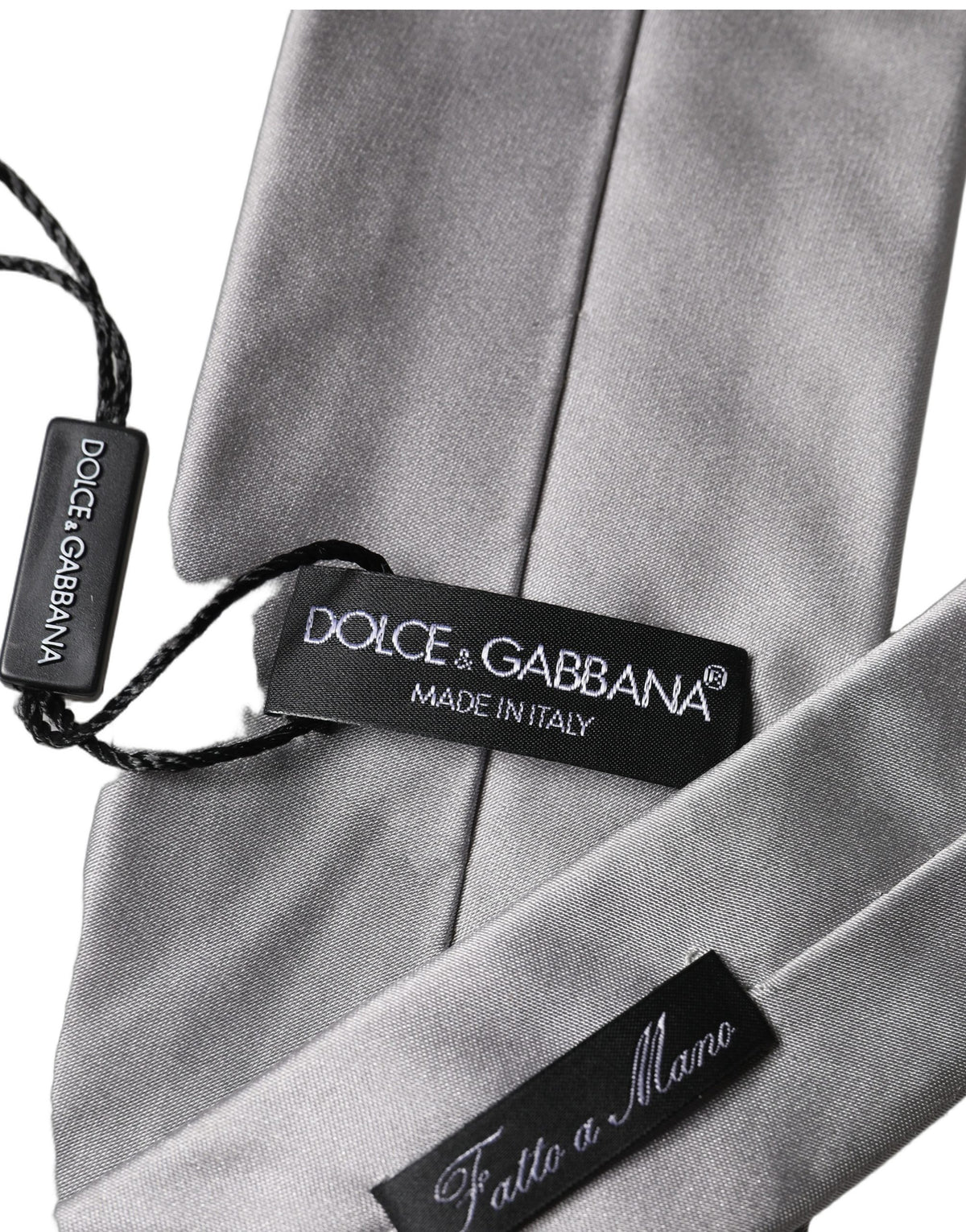 New Dolce & Gabbana Gray Satin 100% Silk Adjustable Men Tied Necktie Tie