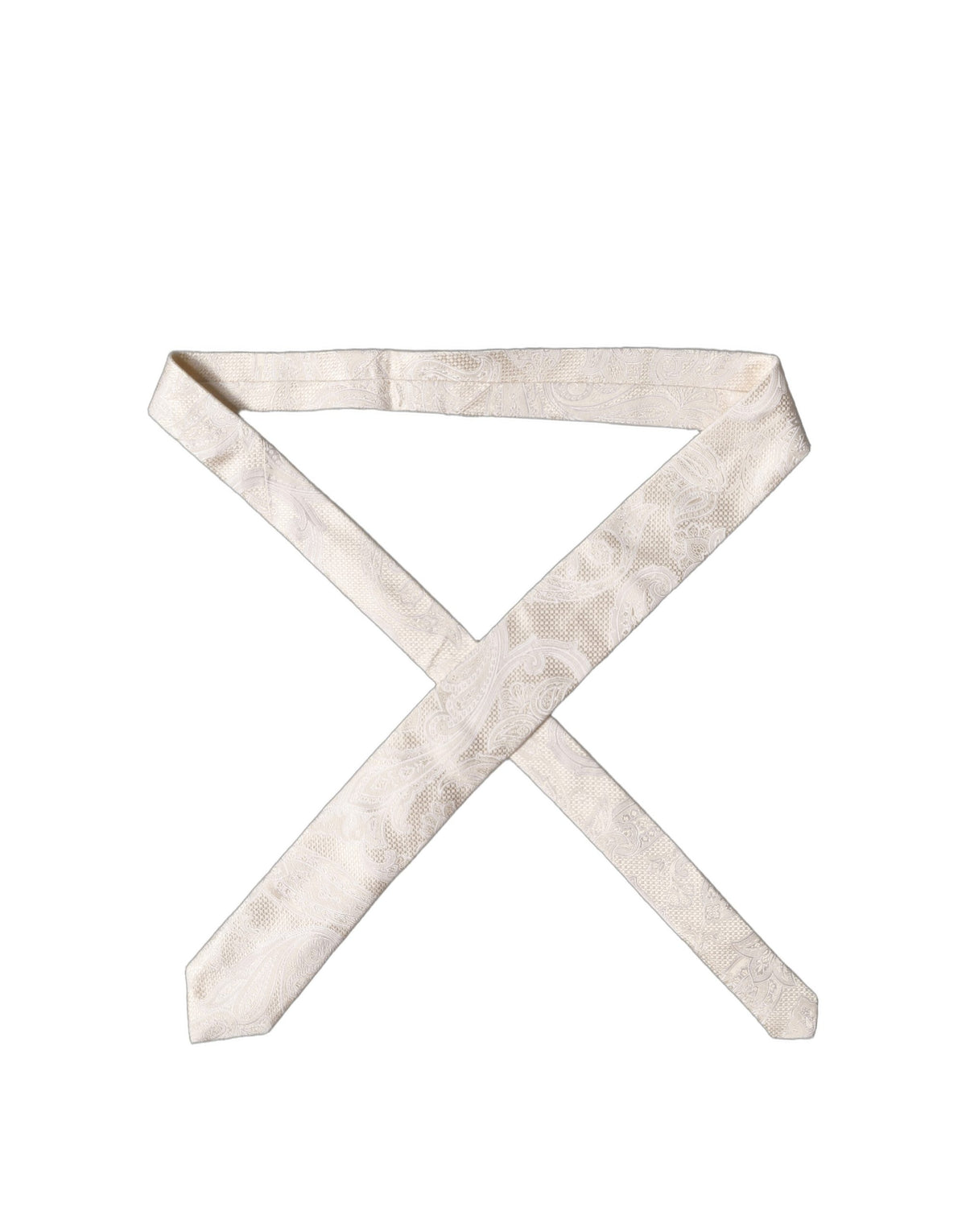 New Dolce & Gabbana Off White Floral Silk Adjustable Men Tied Necktie Tie