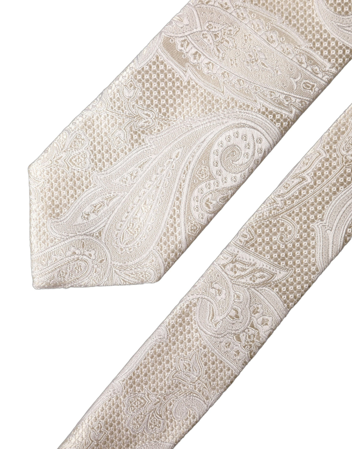 New Dolce & Gabbana Off White Floral Silk Adjustable Men Tied Necktie Tie
