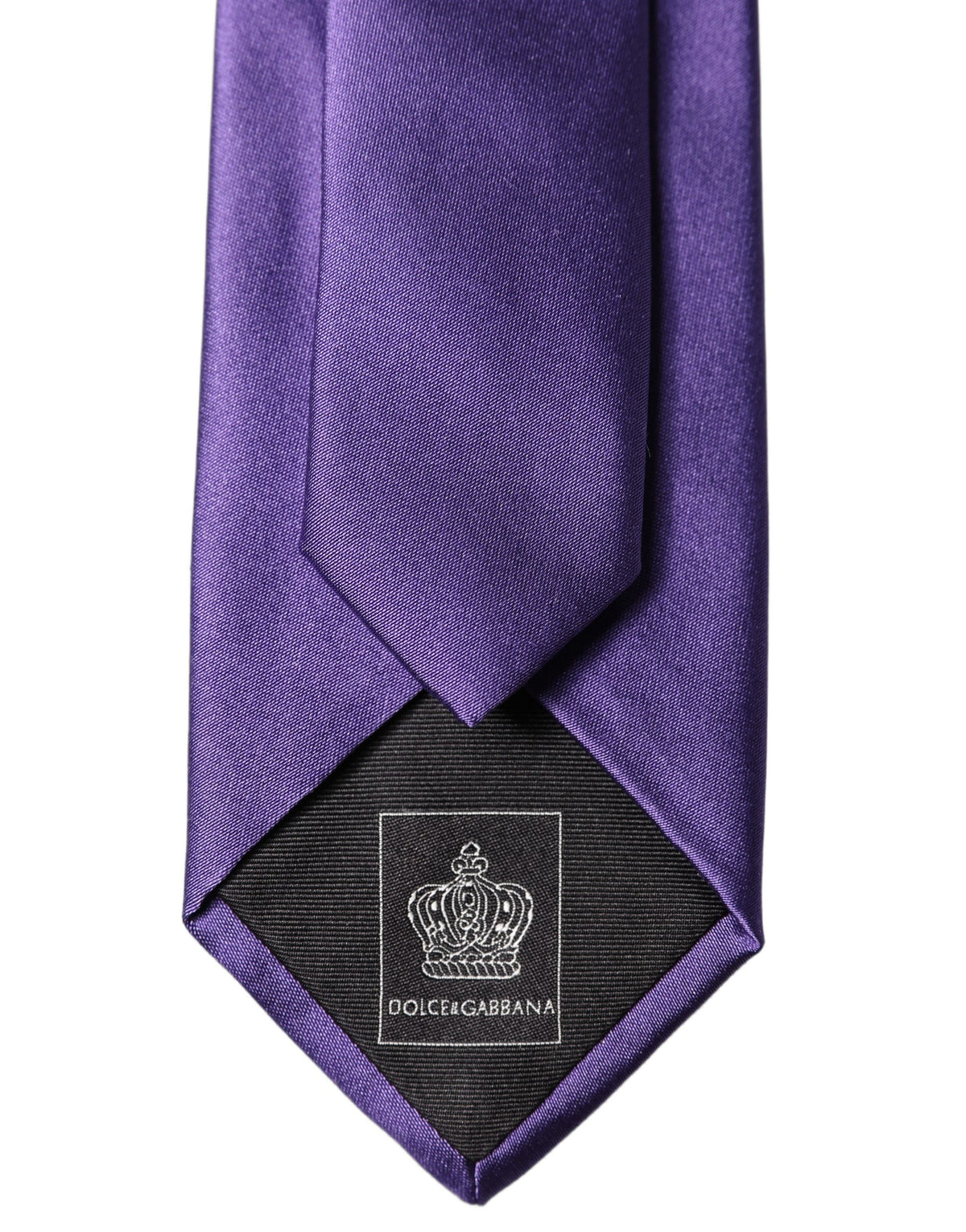 New Dolce & Gabbana Purple Satin 100% Silk Adjustable Men Tied Necktie Tie