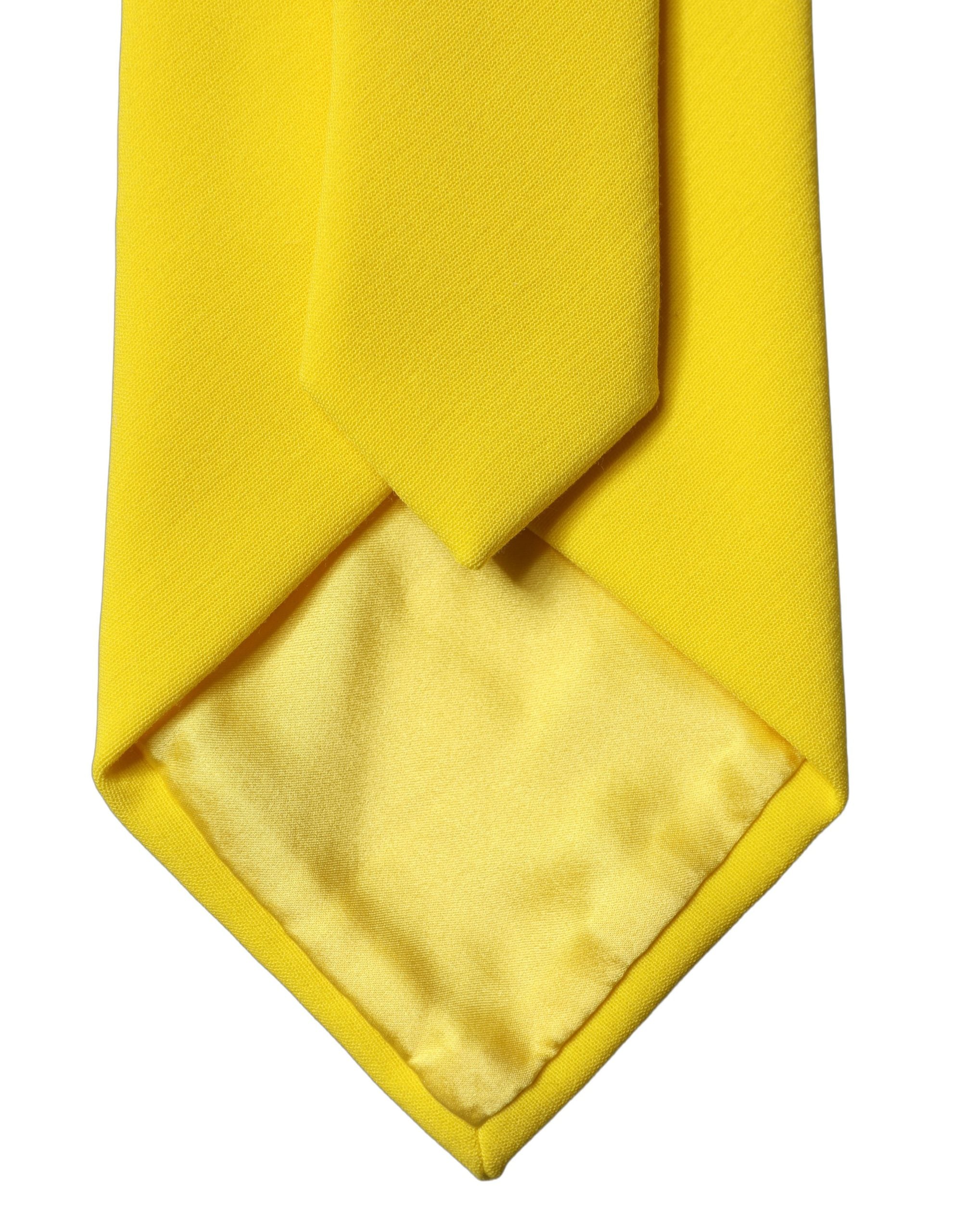 New Dolce & Gabbana Yellow Solid Adjustable Women Tied Necktie Tie