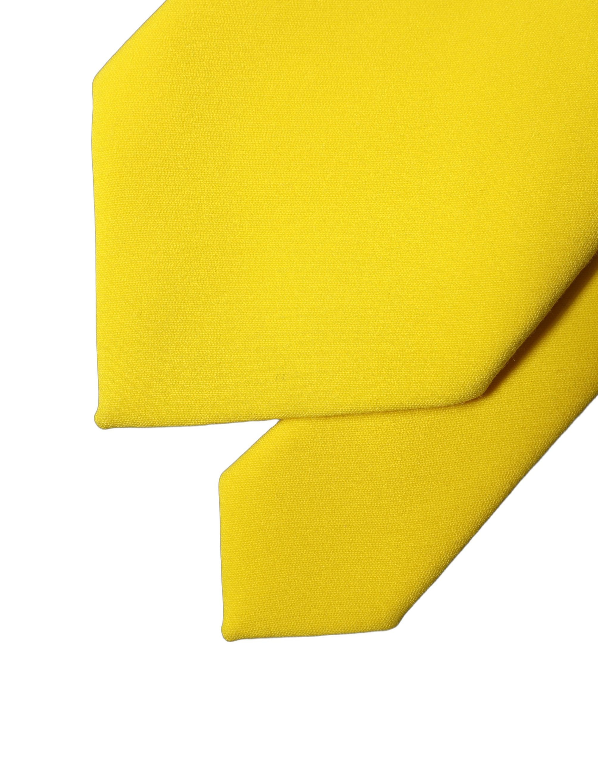 New Dolce & Gabbana Yellow Solid Adjustable Women Tied Necktie Tie