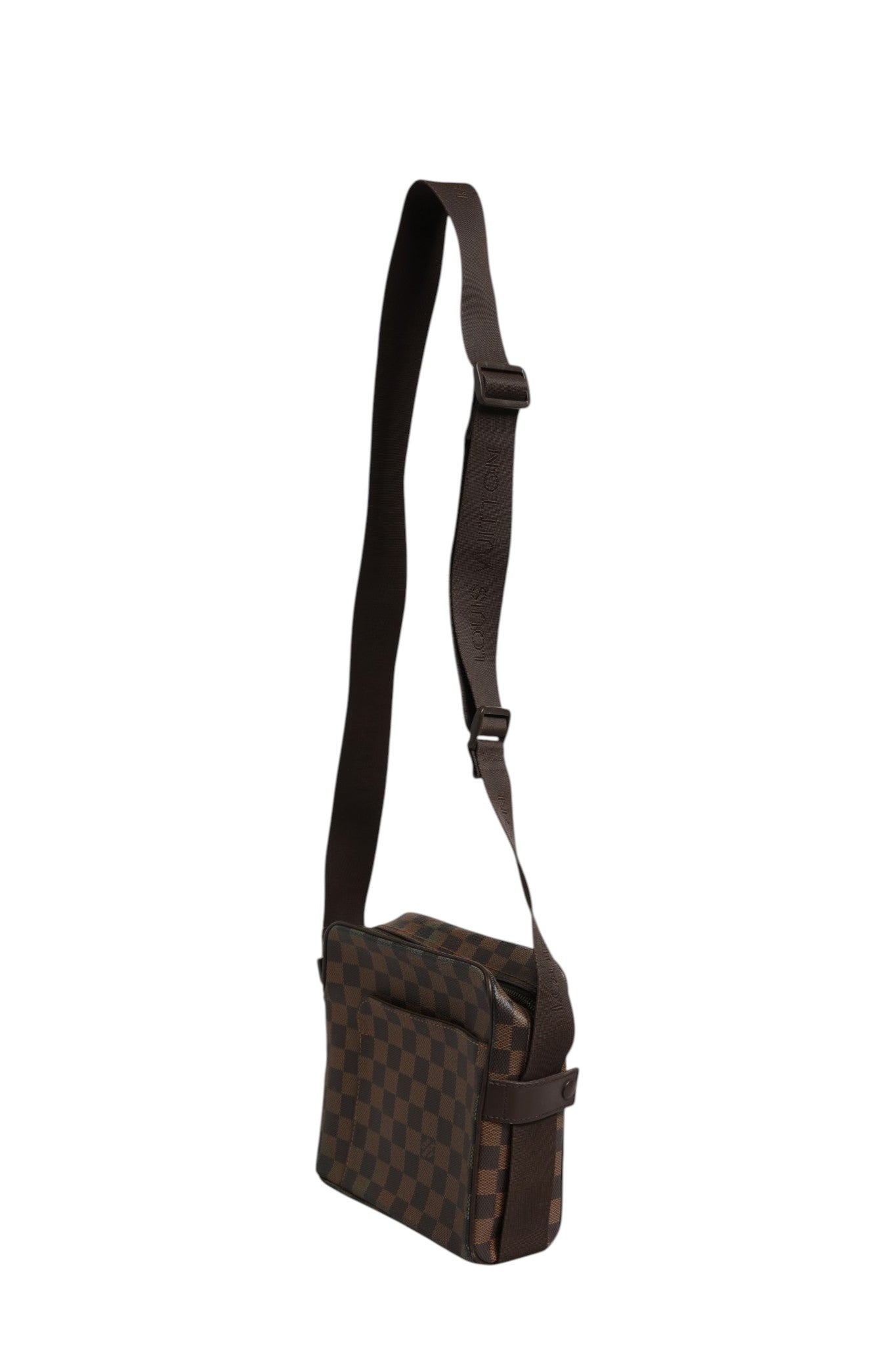 Pre-Owned Louis Vuitton Damier Ebene Olav PM Messenger Bag Brown Women's B (Good — visible signs of wear)