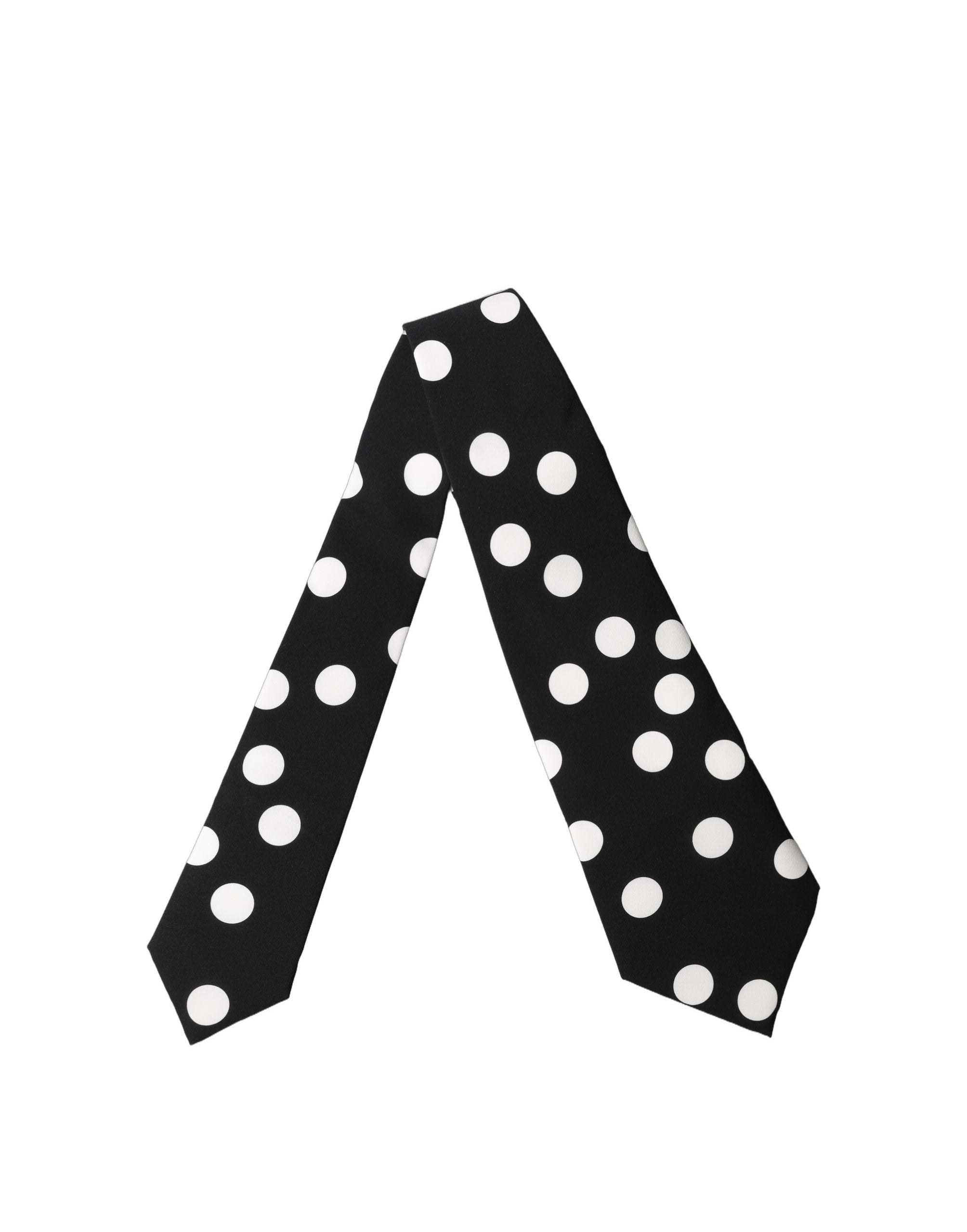 New Dolce & Gabbana Black White Polka Dot Silk Adjustable Women Necktie Tie