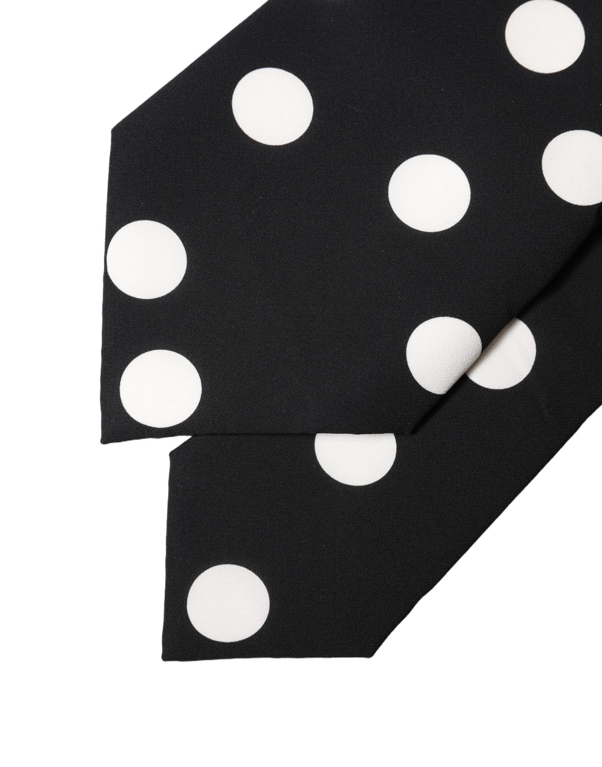 New Dolce & Gabbana Black White Polka Dot Silk Adjustable Women Necktie Tie