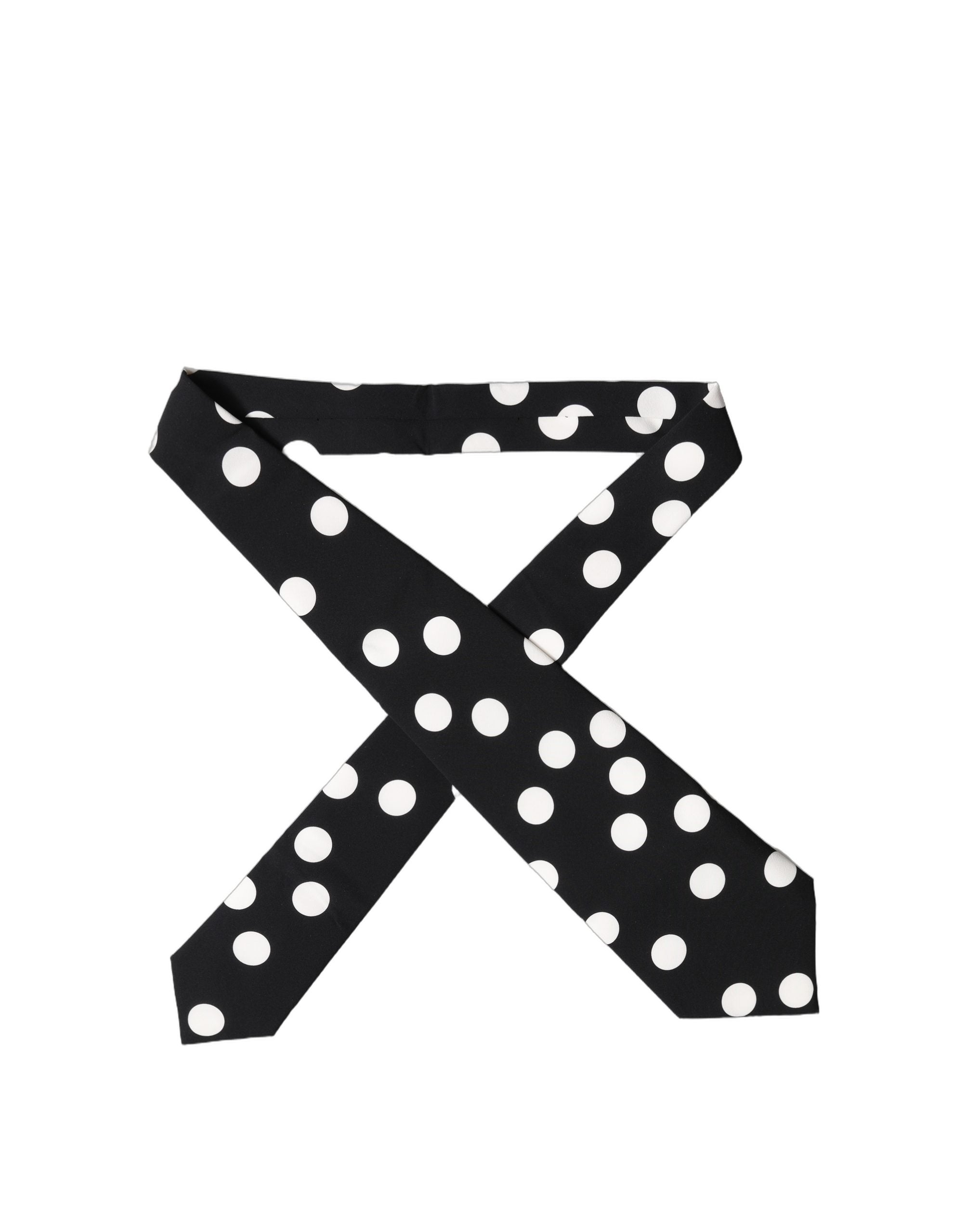 New Dolce & Gabbana Black White Polka Dot Silk Adjustable Women Necktie Tie