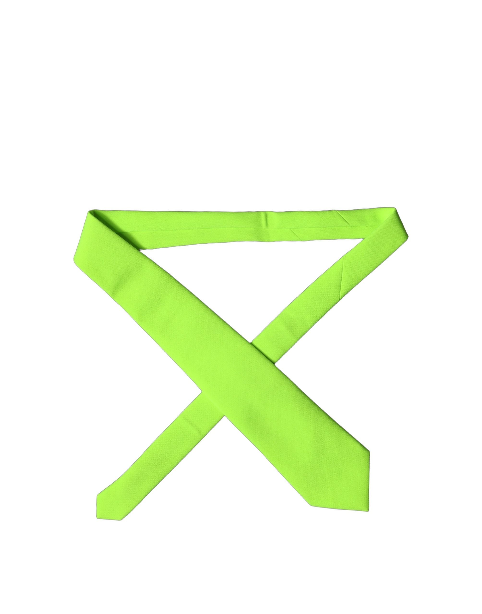 New Dolce & Gabbana Neon Green Adjustable Women Tied Necktie Tie