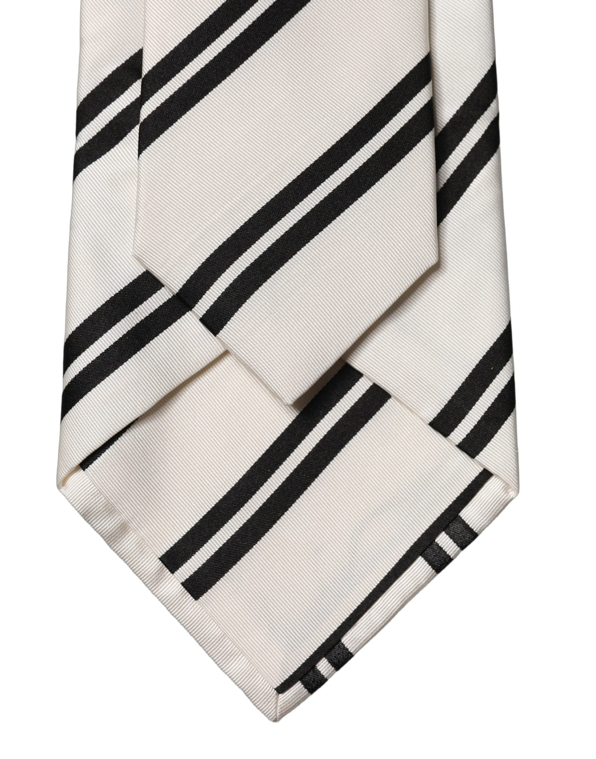 New Dolce & Gabbana White Black Stripes Silk Adjustable Women Necktie Tie