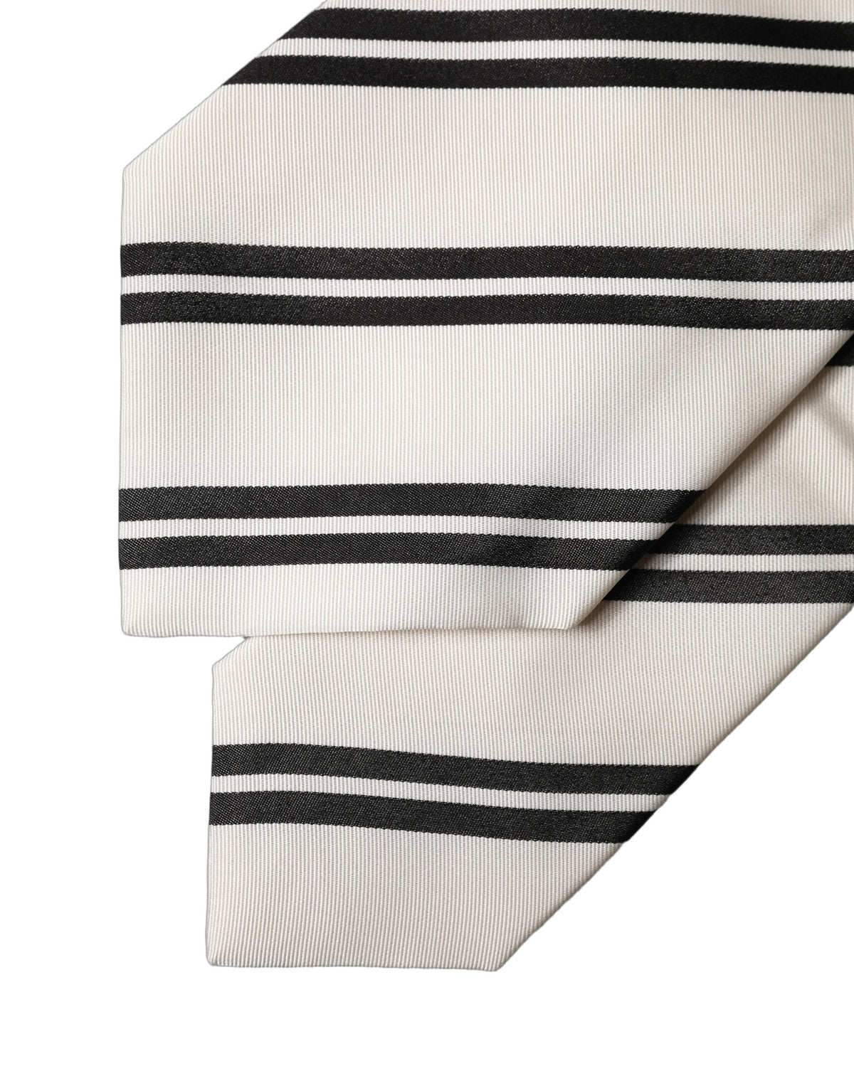 New Dolce & Gabbana White Black Stripes Silk Adjustable Women Necktie Tie