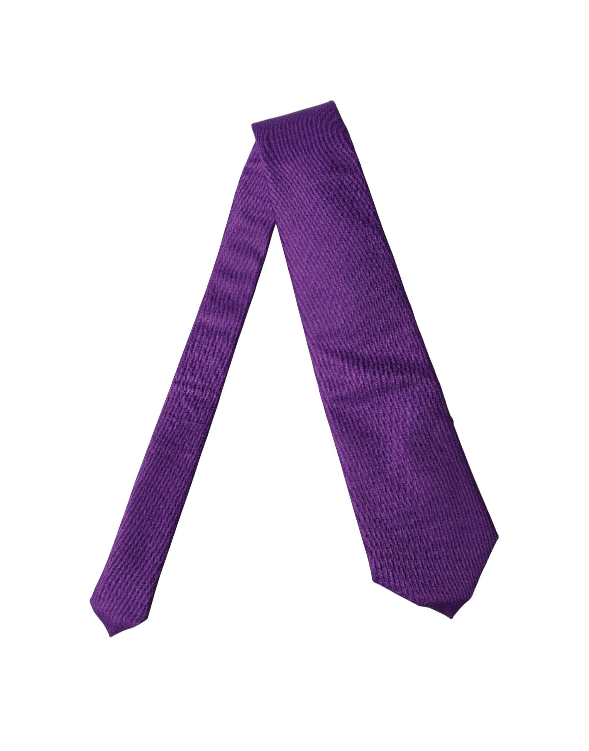 New Dolce & Gabbana Purple Satin Adjustable Women Tied Necktie Tie