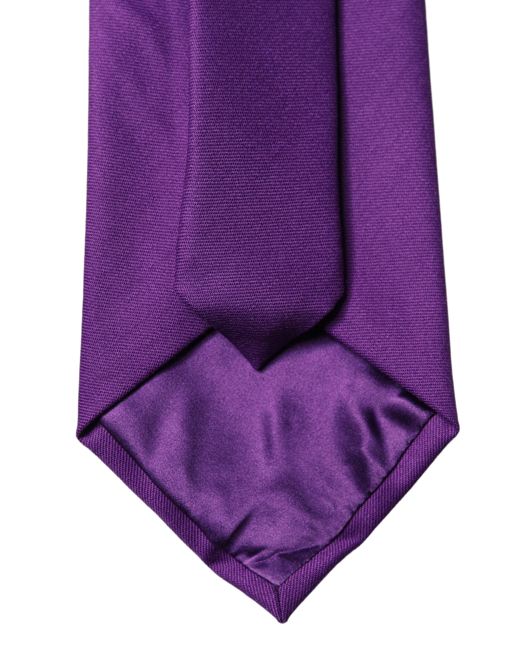 New Dolce & Gabbana Purple Satin Adjustable Women Tied Necktie Tie