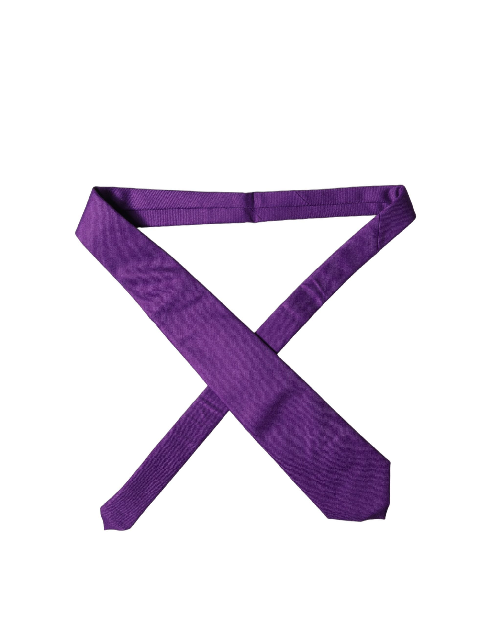 New Dolce & Gabbana Purple Satin Adjustable Women Tied Necktie Tie
