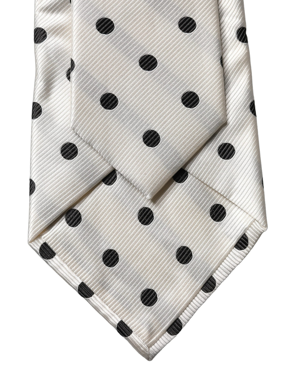 New Dolce & Gabbana White Black Polka Dot Silk Adjustable Women Necktie Tie