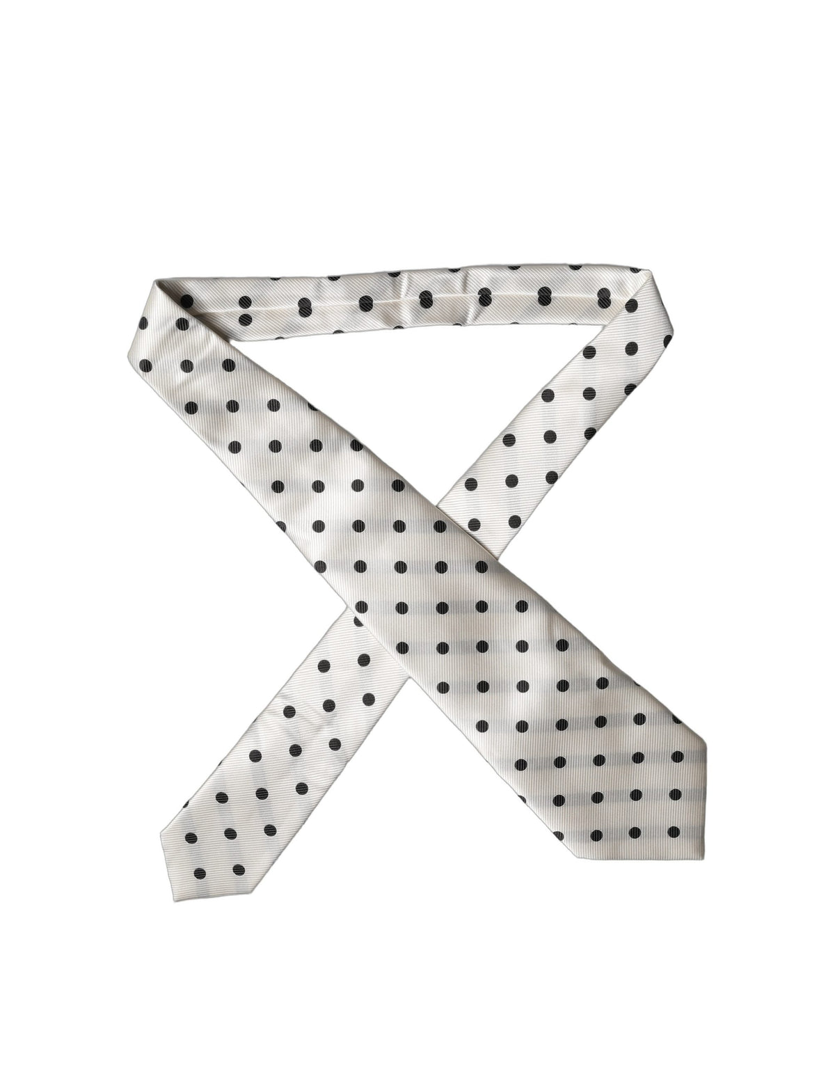 New Dolce & Gabbana White Black Polka Dot Silk Adjustable Women Necktie Tie