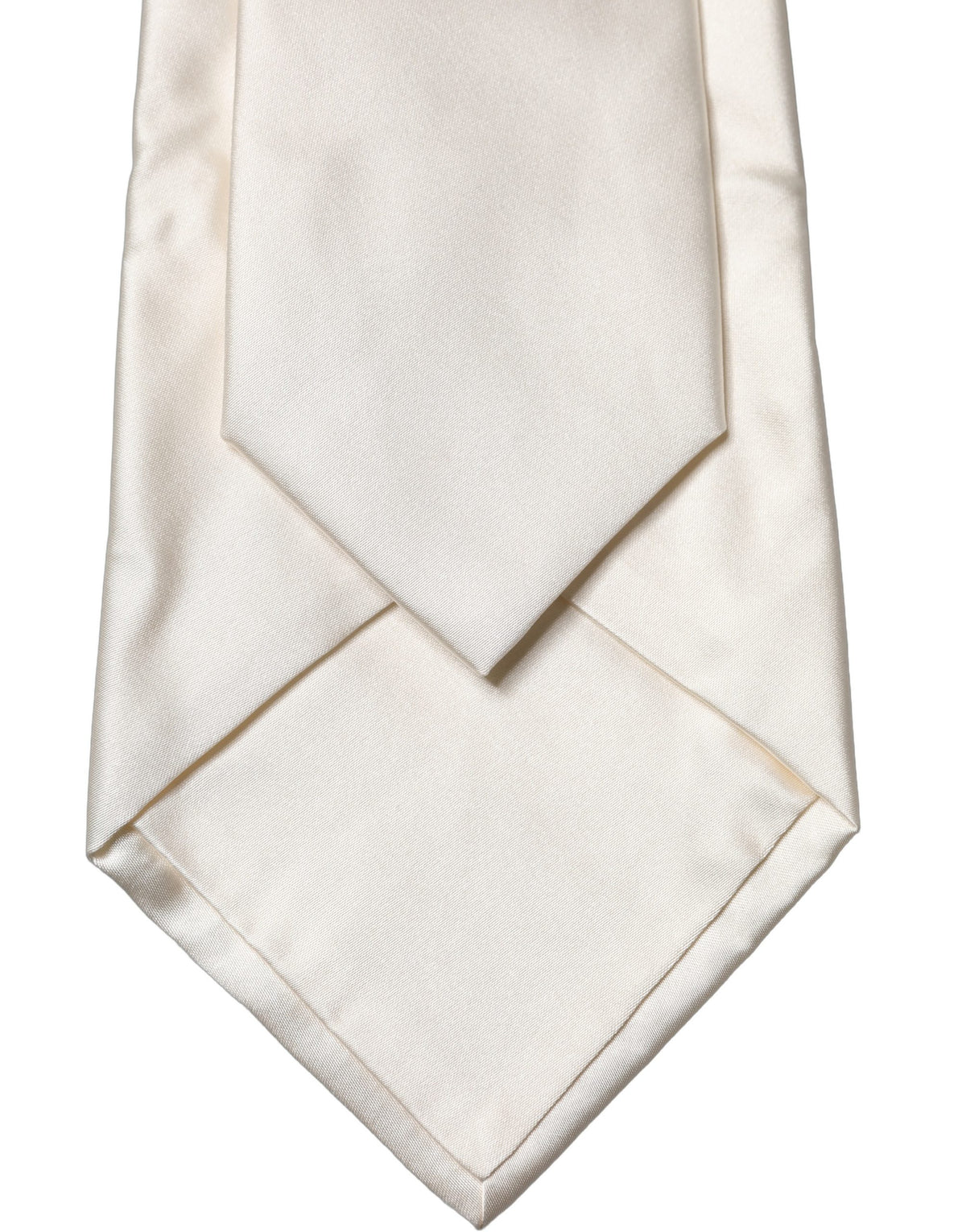 New Dolce & Gabbana Off White Solid Silk Adjustable Women Tied Necktie Tie