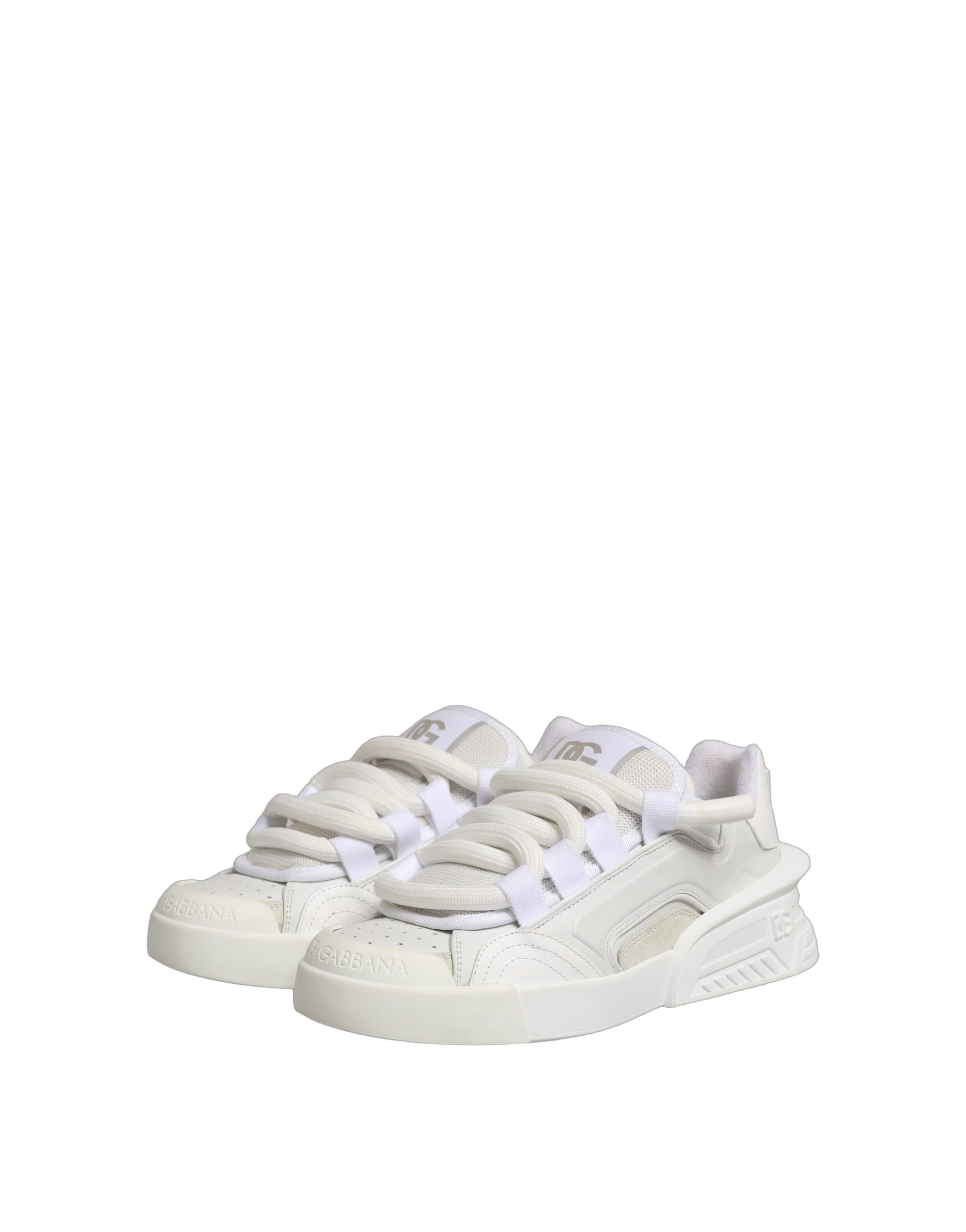 Dolce & Gabbana White Calfskin Leather Low Top Sneakers Shoes