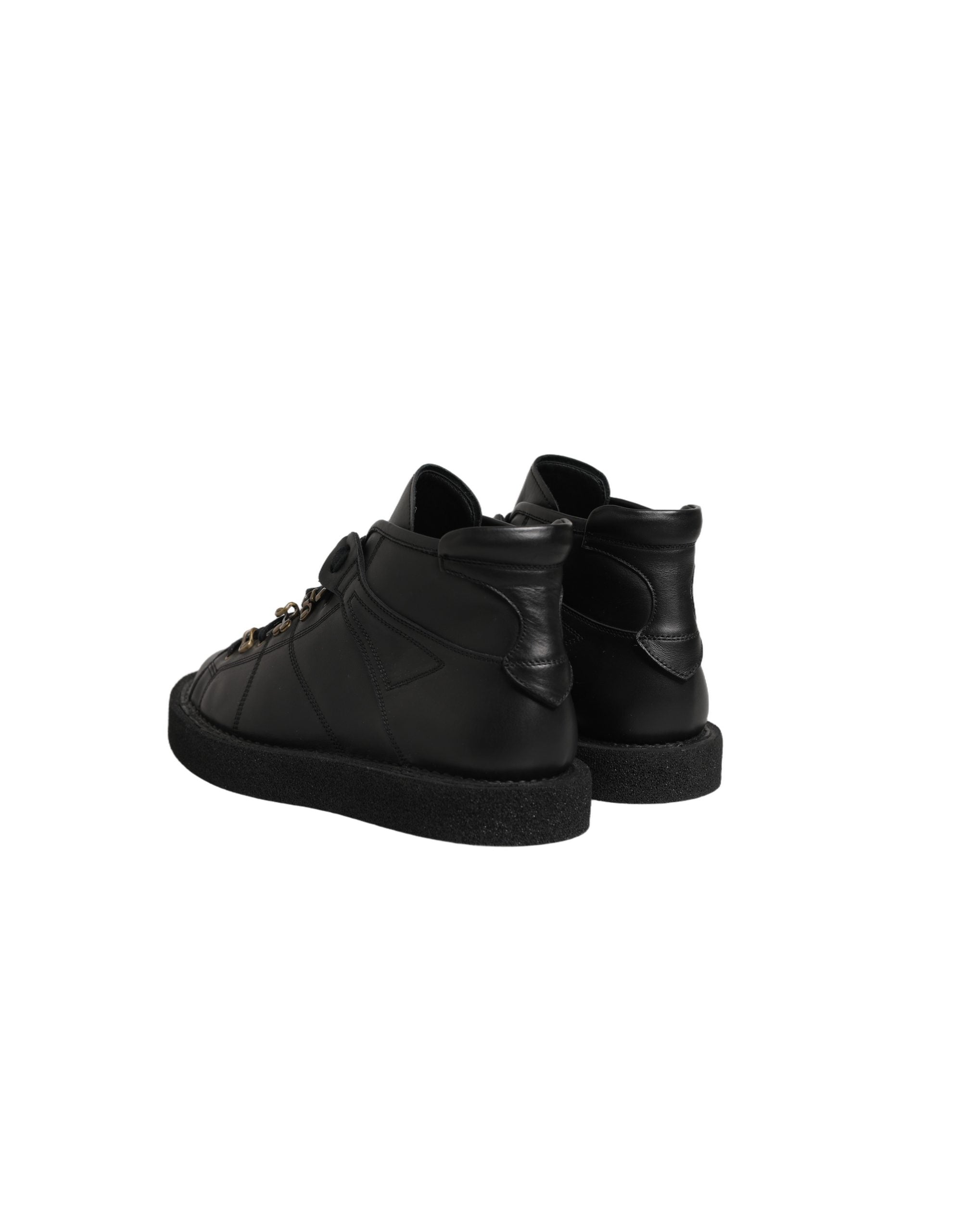 Dolce & Gabbana Black Leather Lace Up Men Ankle Boots Shoes