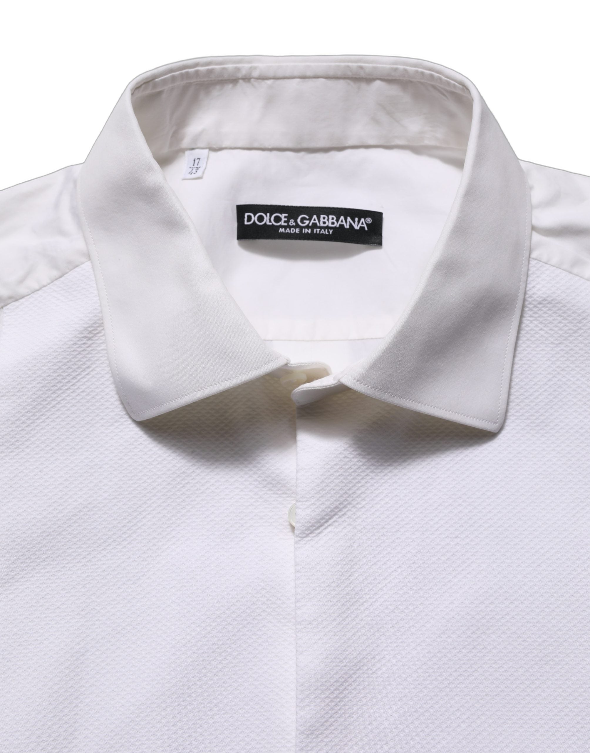 Dolce & Gabbana White Bib Cotton Poplin Dress Formal Shirt