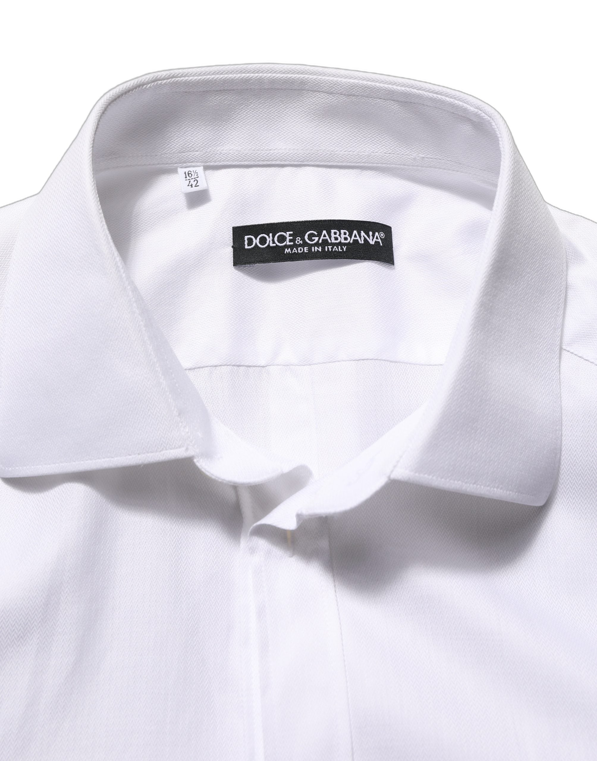 Dolce & Gabbana White Cotton Collared Dress Formal Men Shirt
