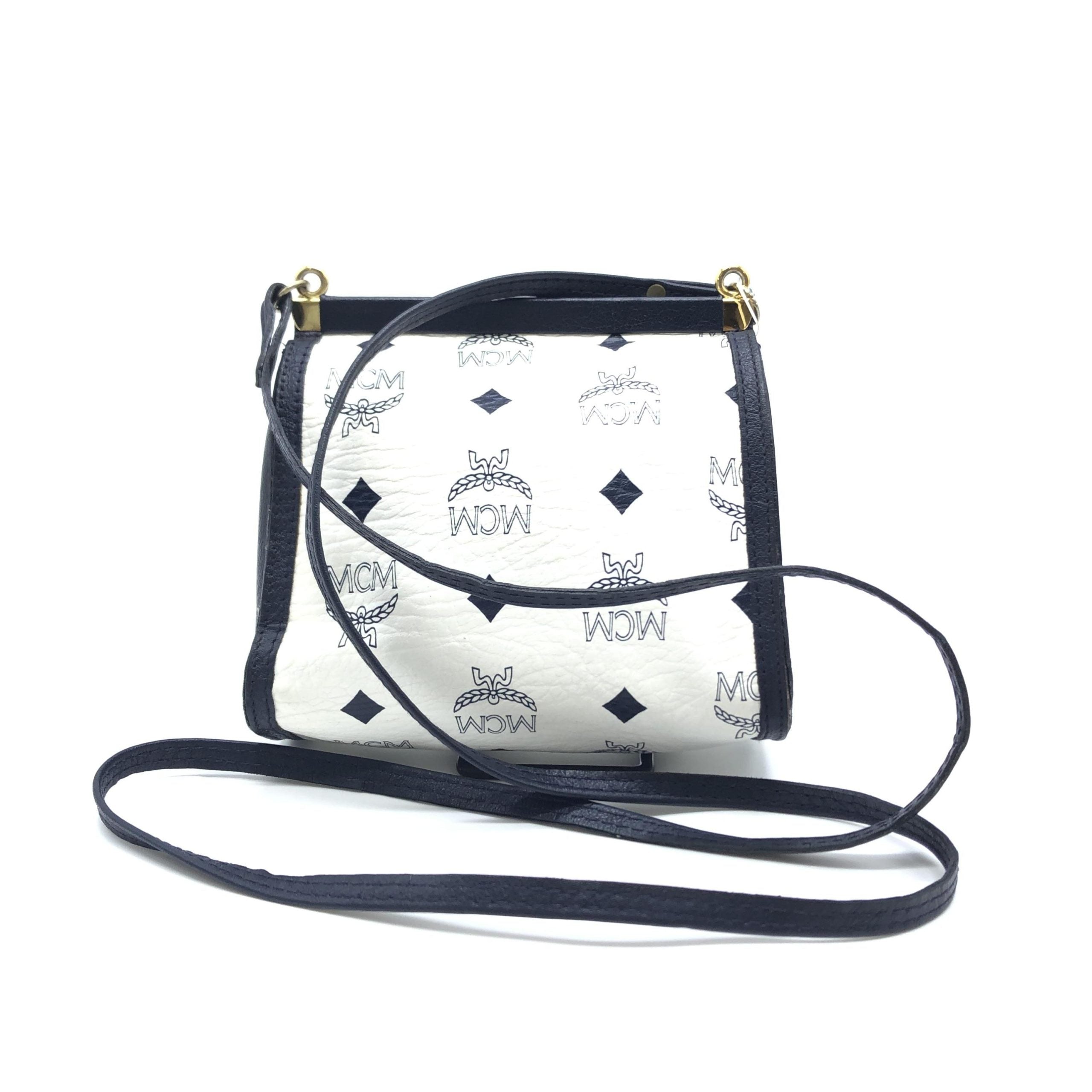 Pre-Owned MCM Mini Crossbody Bag White Visetos White Women's AB (Very Good — between Lightly Used and Used)