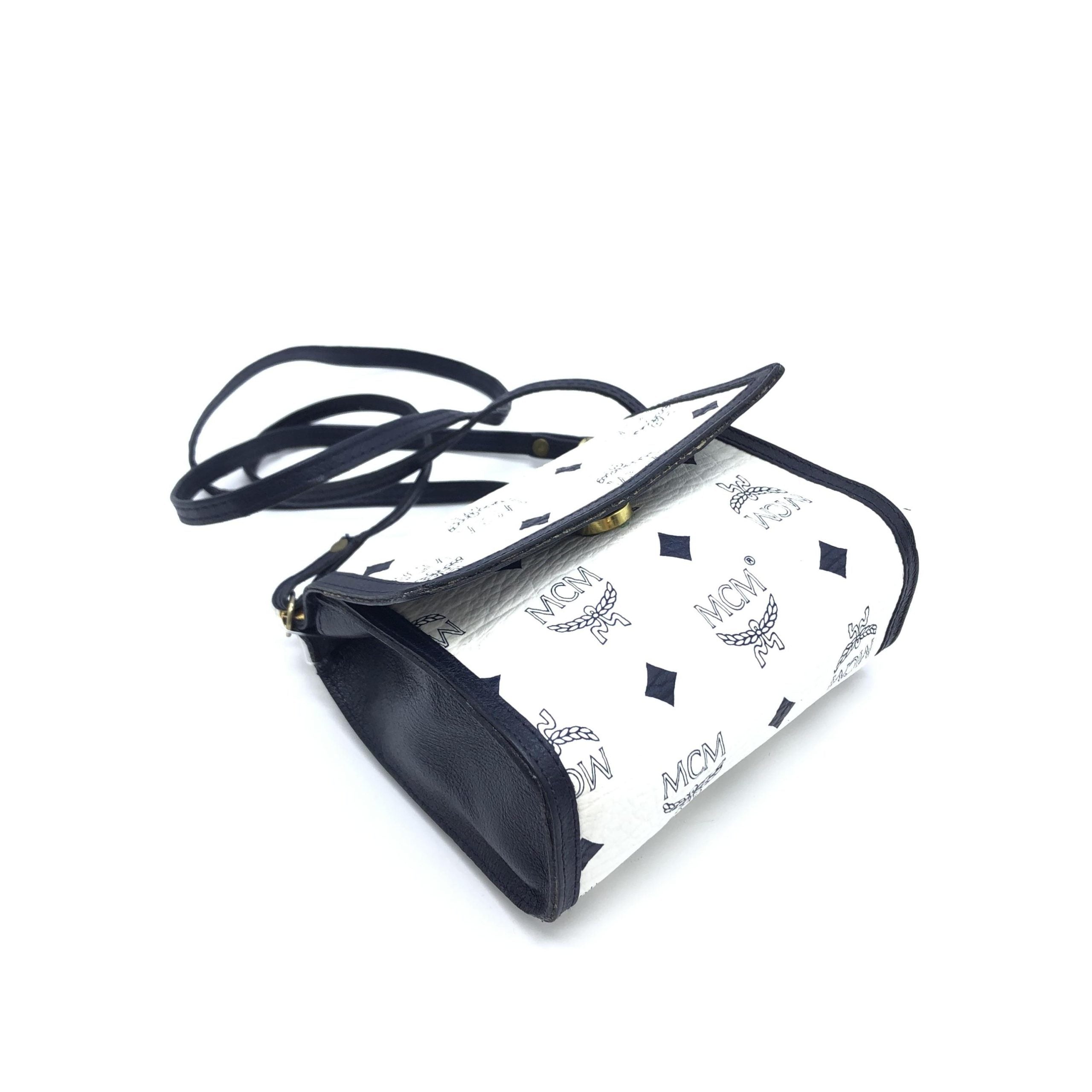 Pre-Owned MCM Mini Crossbody Bag White Visetos White Women's AB (Very Good — between Lightly Used and Used)