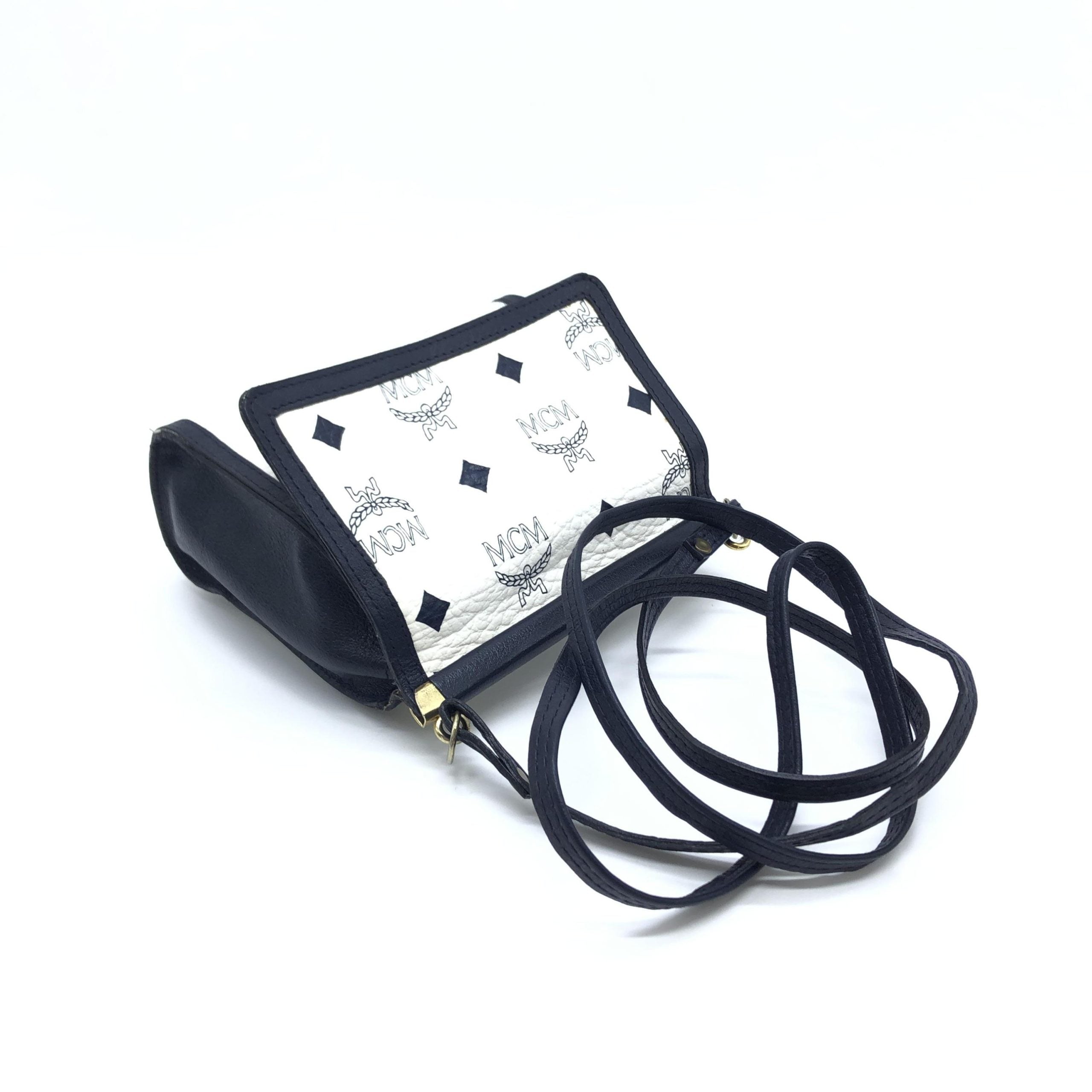 Pre-Owned MCM Mini Crossbody Bag White Visetos White Women's AB (Very Good — between Lightly Used and Used)
