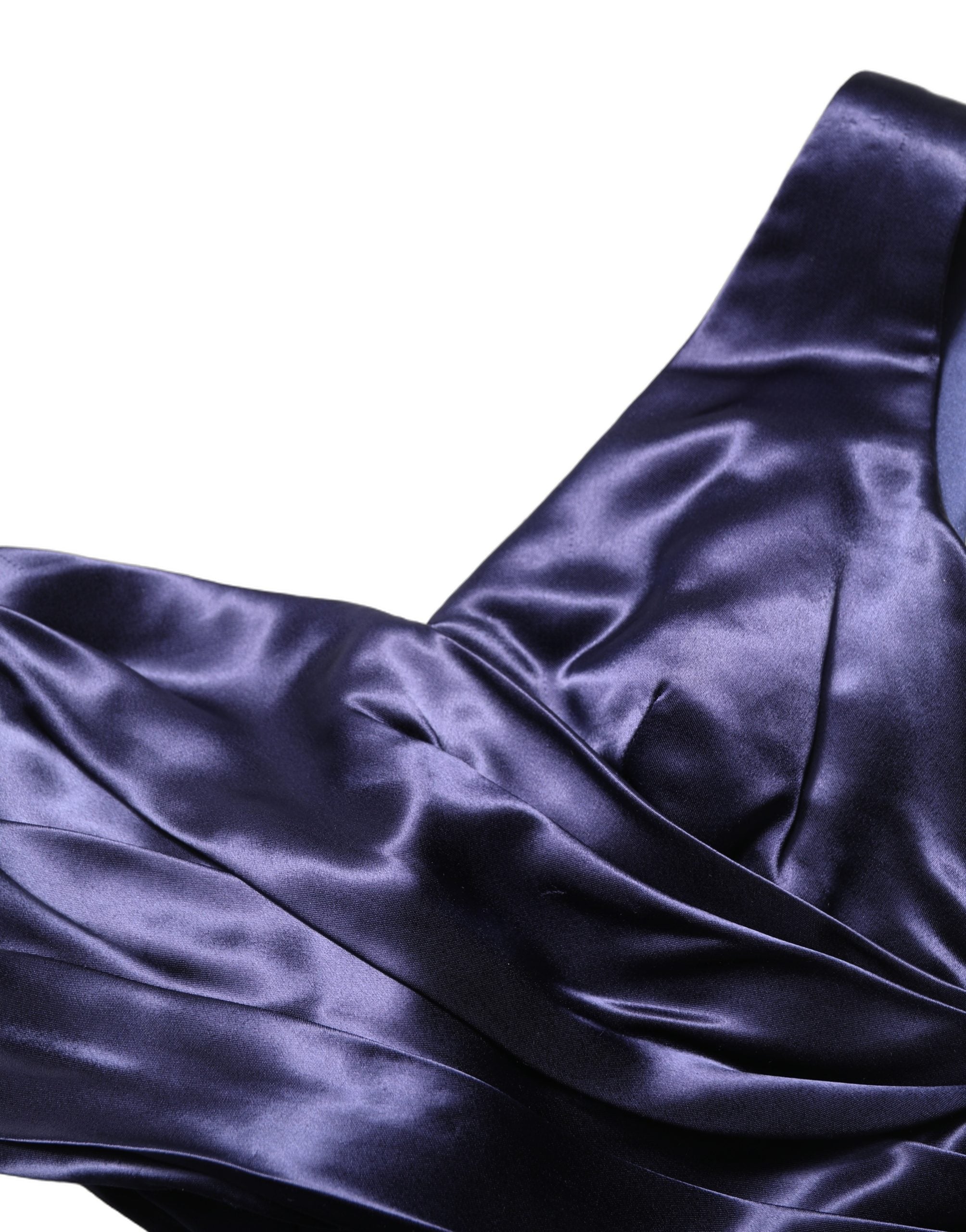 Dolce & Gabbana Navy Blue One Shoulder Evening Gown Dress
