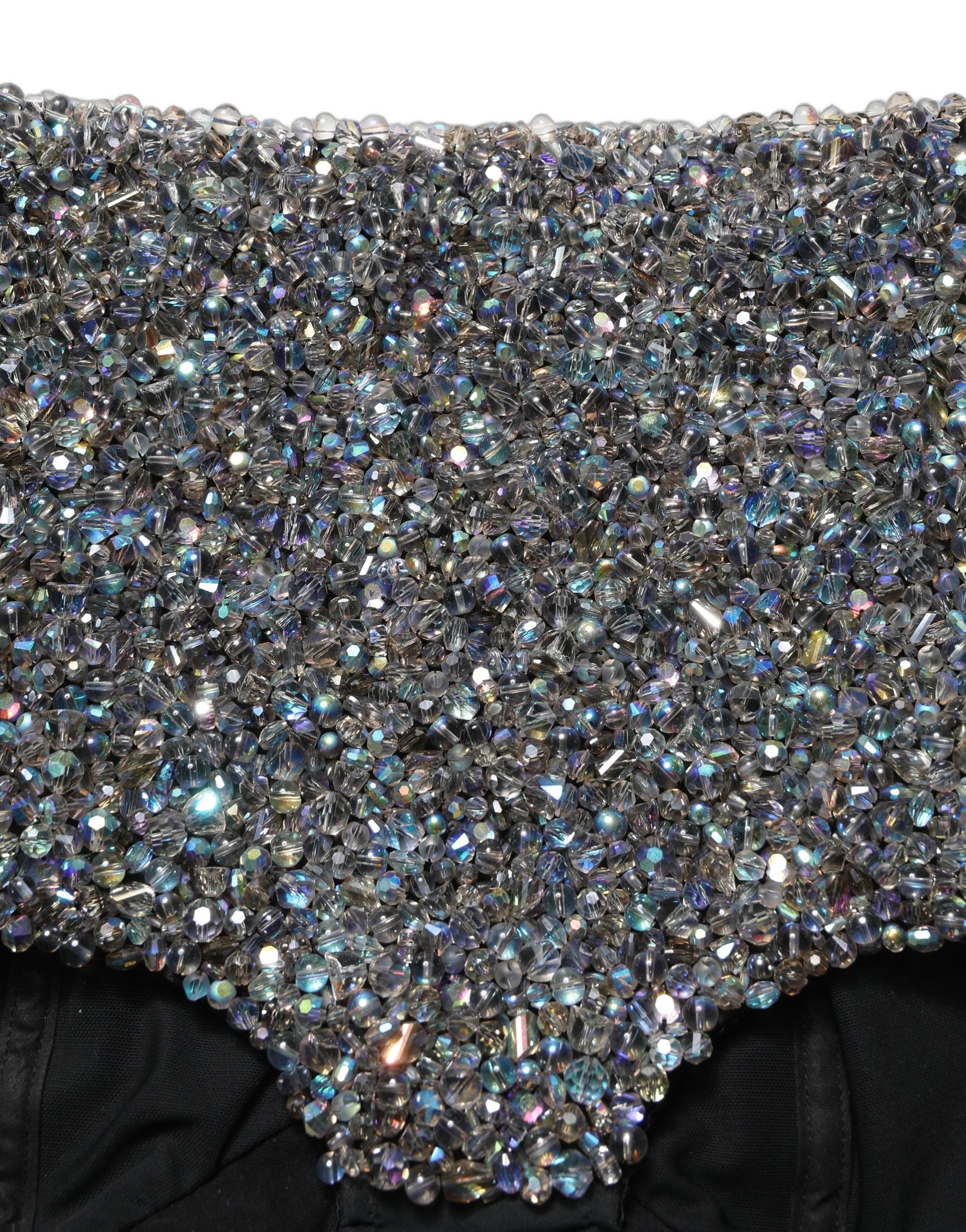 Dolce & Gabbana Black Rhinestone High Waist Hotpants Shorts