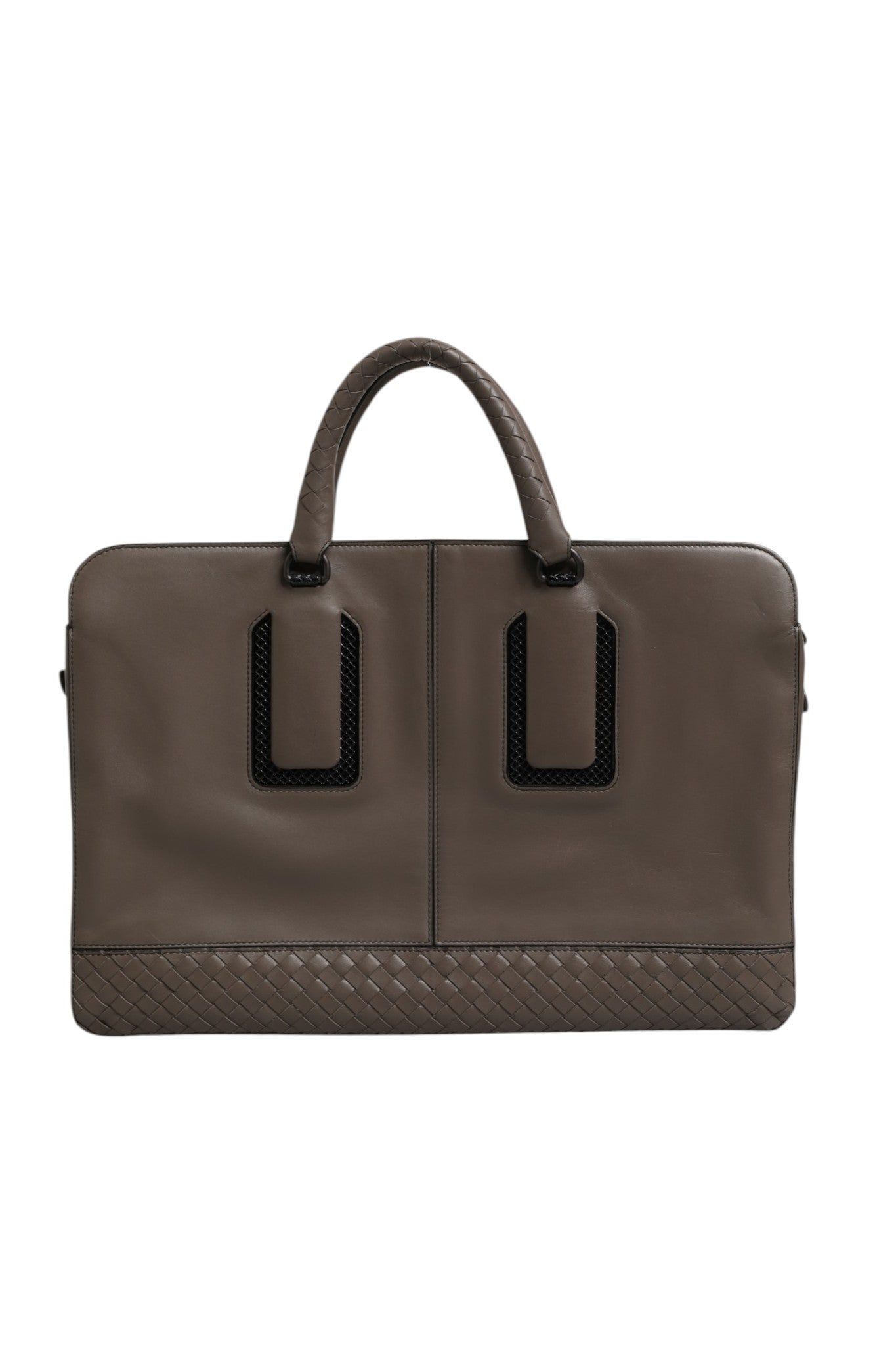 Pre-Owned Bottega Veneta Getaway Intrecciato Leather Briefcase Gray Women's AB (Very Good — between Lightly Used and Used)