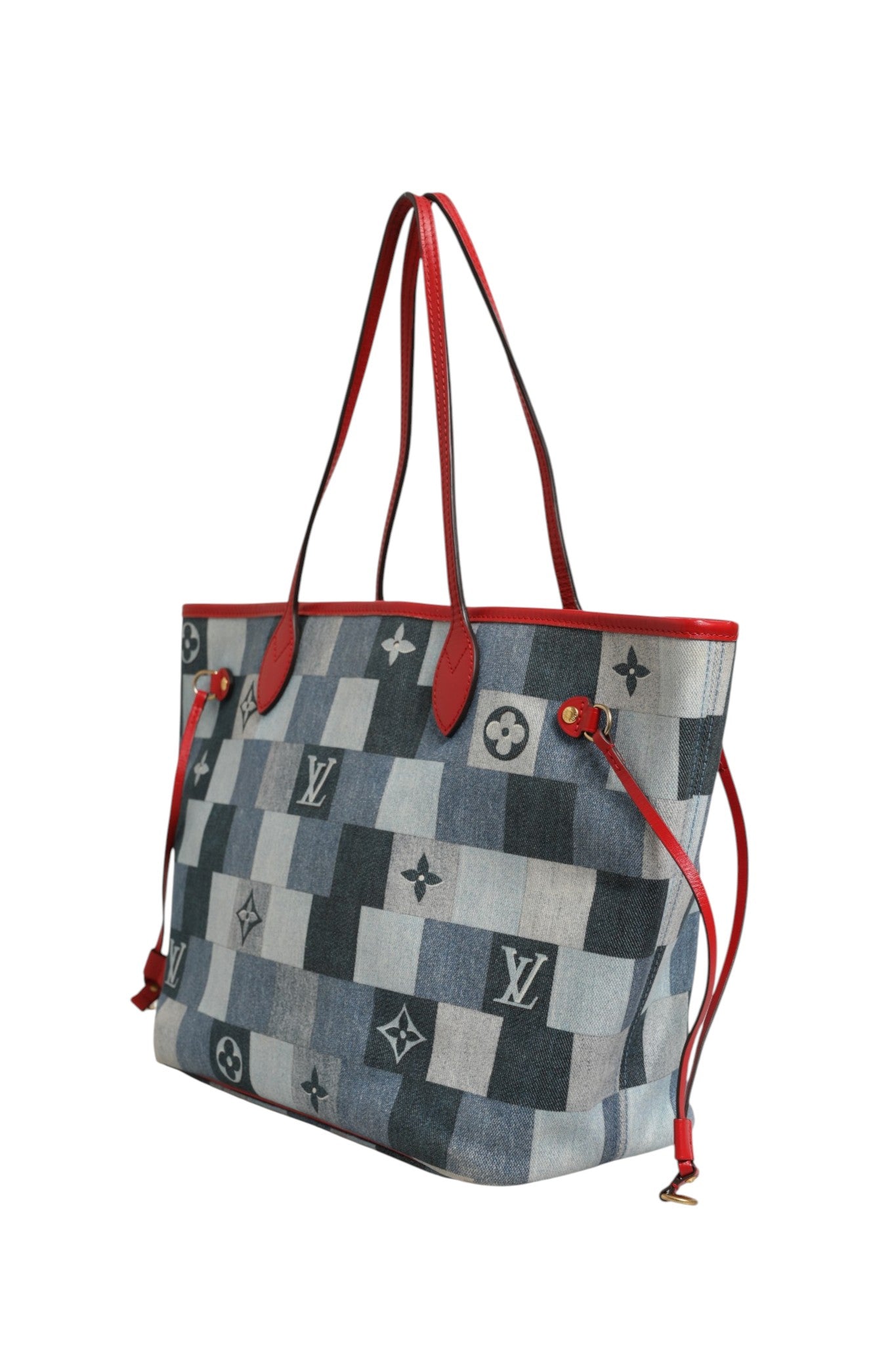 Pre-Owned Louis Vuitton Neverfull Patchwork Monogram Denim Tote Bag Blue Women's B+ (Good — light signs of wear)
