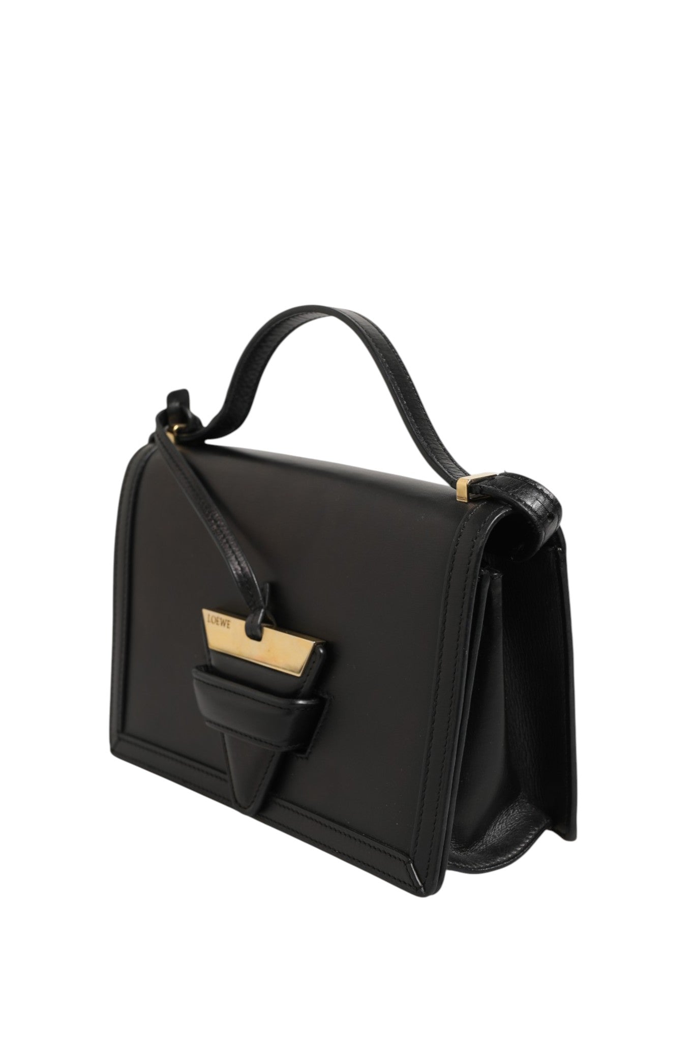 Pre-Owned Loewe Barcelona Medium Leather Shoulder Bag Black Women's B+ (Good — light signs of wear)