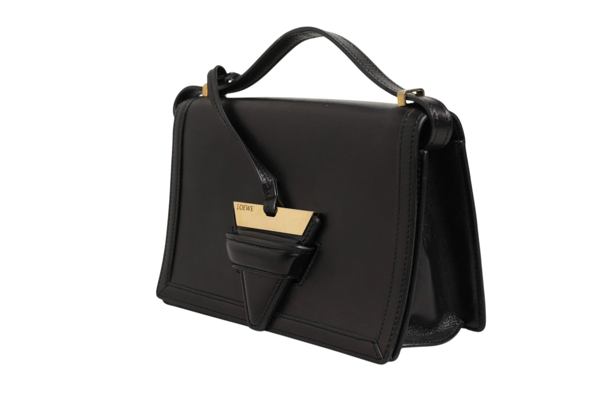 Pre-Owned Loewe Barcelona Medium Leather Shoulder Bag Black Women's AB (Very Good — between Lightly Used and Used)