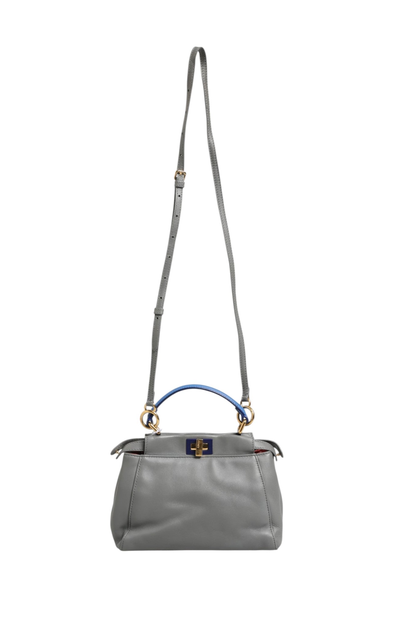Pre-Owned Fendi Mini Peekaboo Blue Grey Gray, Blue Women's B+ (Good — light signs of wear)
