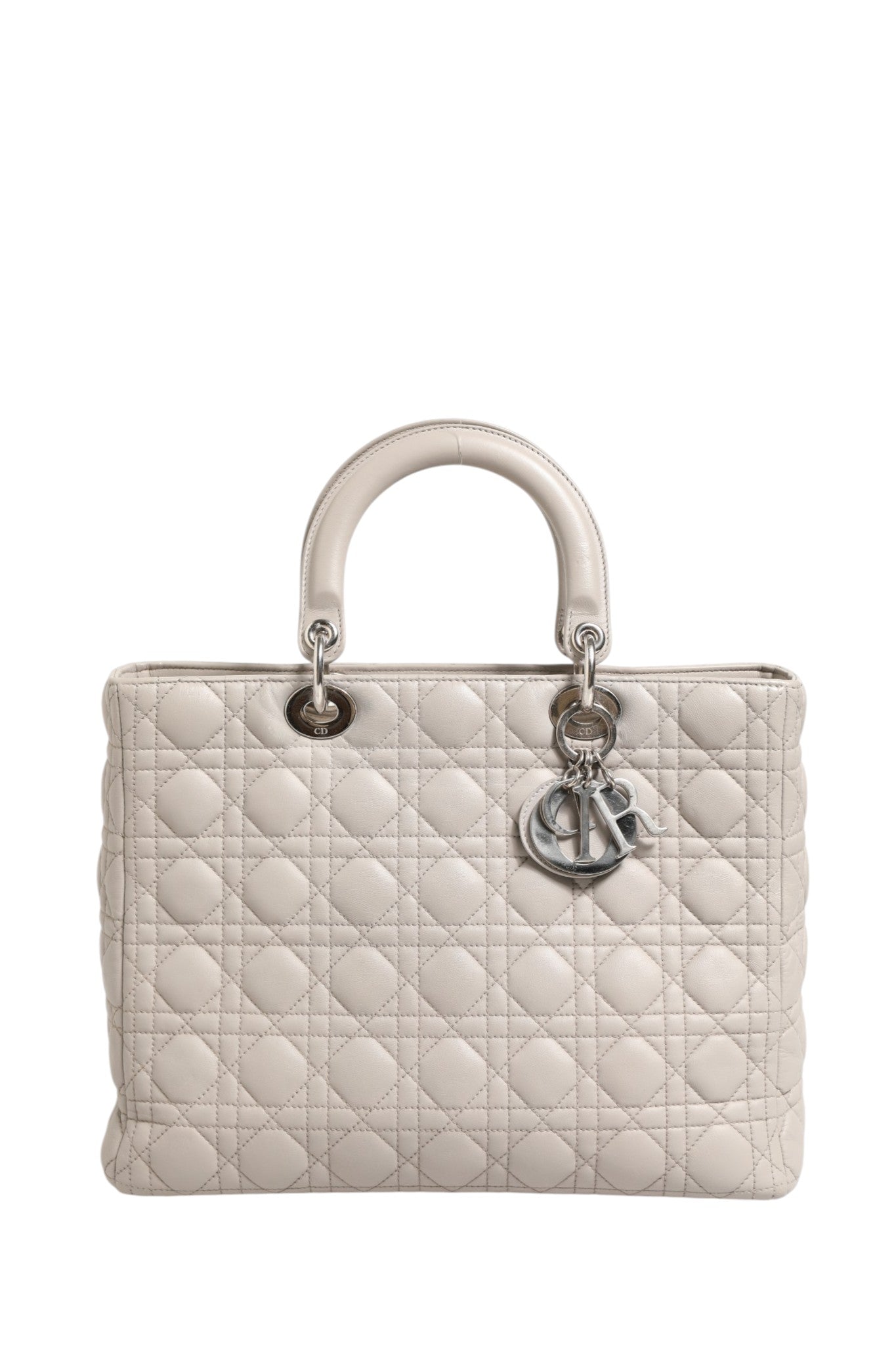 Christian Dior Lady Dior Large Grey Cannage Lambskin Bag