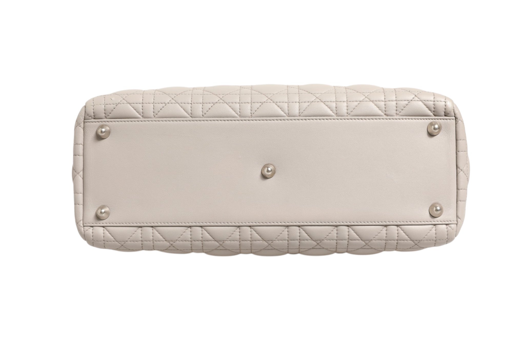 Pre-Owned Christian Dior Lady Dior Large Grey Cannage Lambskin Bag Gray Women's AB (Very Good — between Lightly Used and Used)