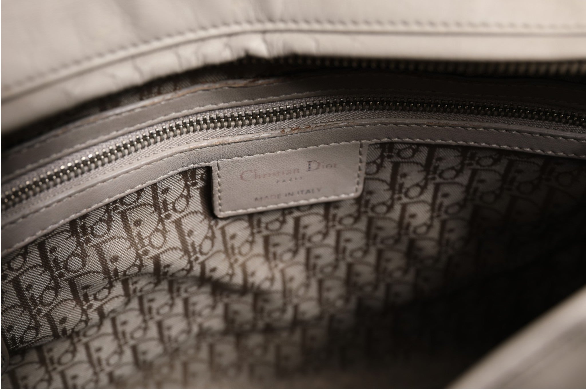 Pre-Owned Christian Dior Lady Dior Large Grey Cannage Lambskin Bag Gray Women's AB (Very Good — between Lightly Used and Used)