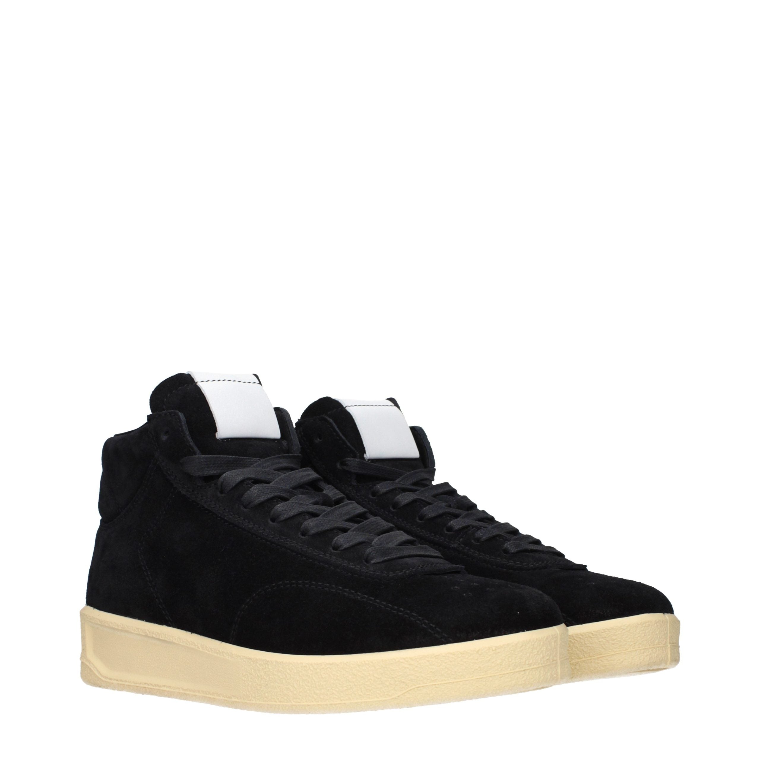 Jil Sander Black Leather High Top Sneakers