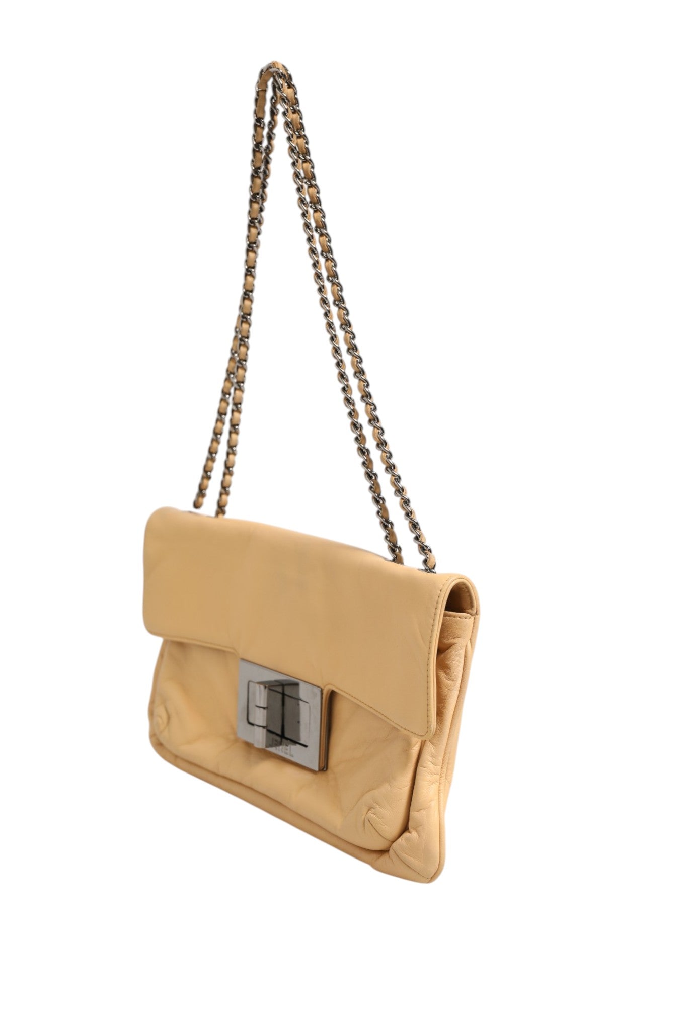 Pre-Owned Chanel Beige Lambskin Giant Reissue Mademoiselle Lock Flap Bag Beige Women's B+ (Good — light signs of wear)